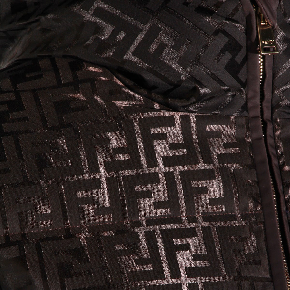 Fendi Women Down Jacket With Ff Jacquard Insert In Burgundy