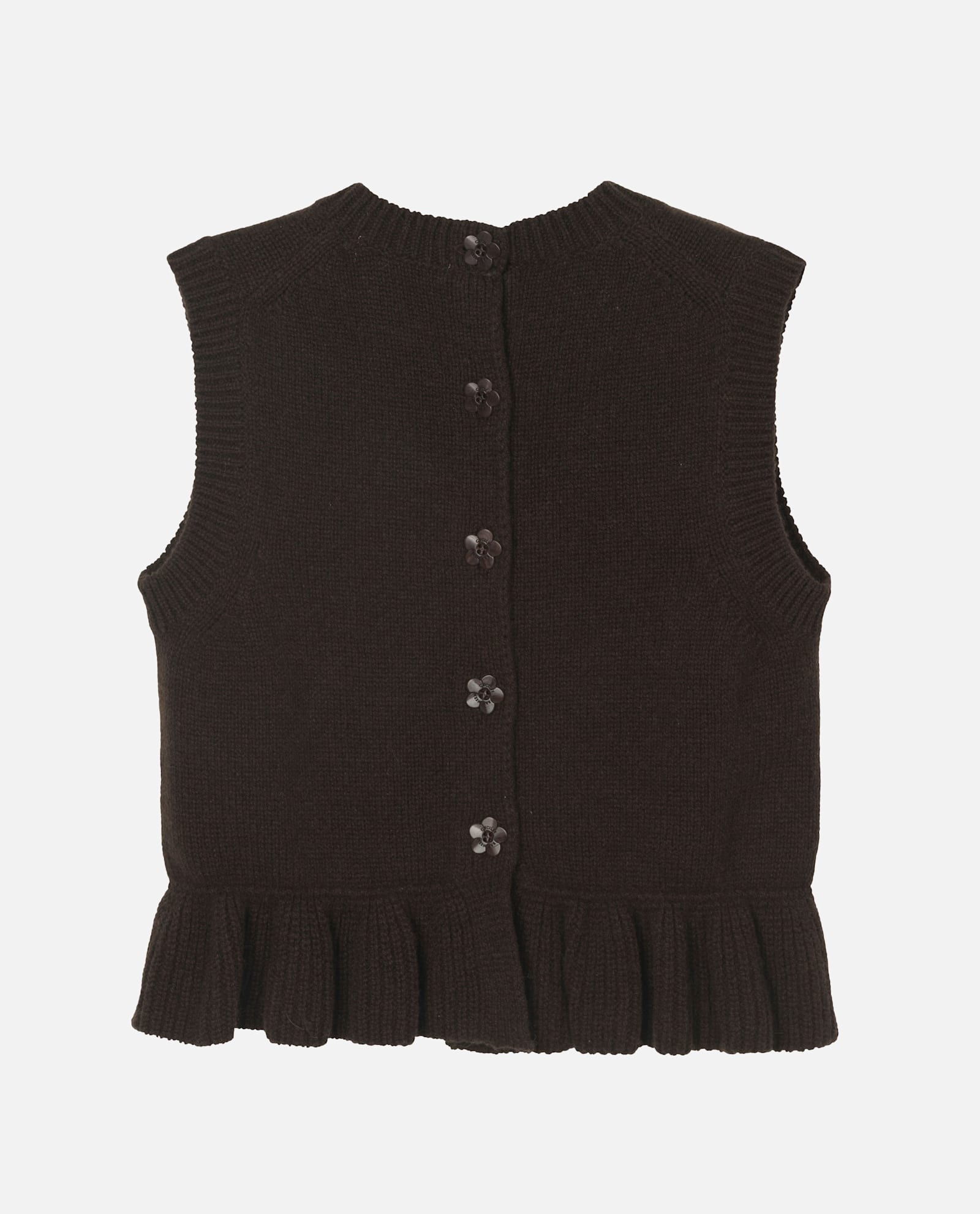 Cecilie Bahnsen Bill Ruffled Cashmere And Wool-blend Peplum Tank In Brown