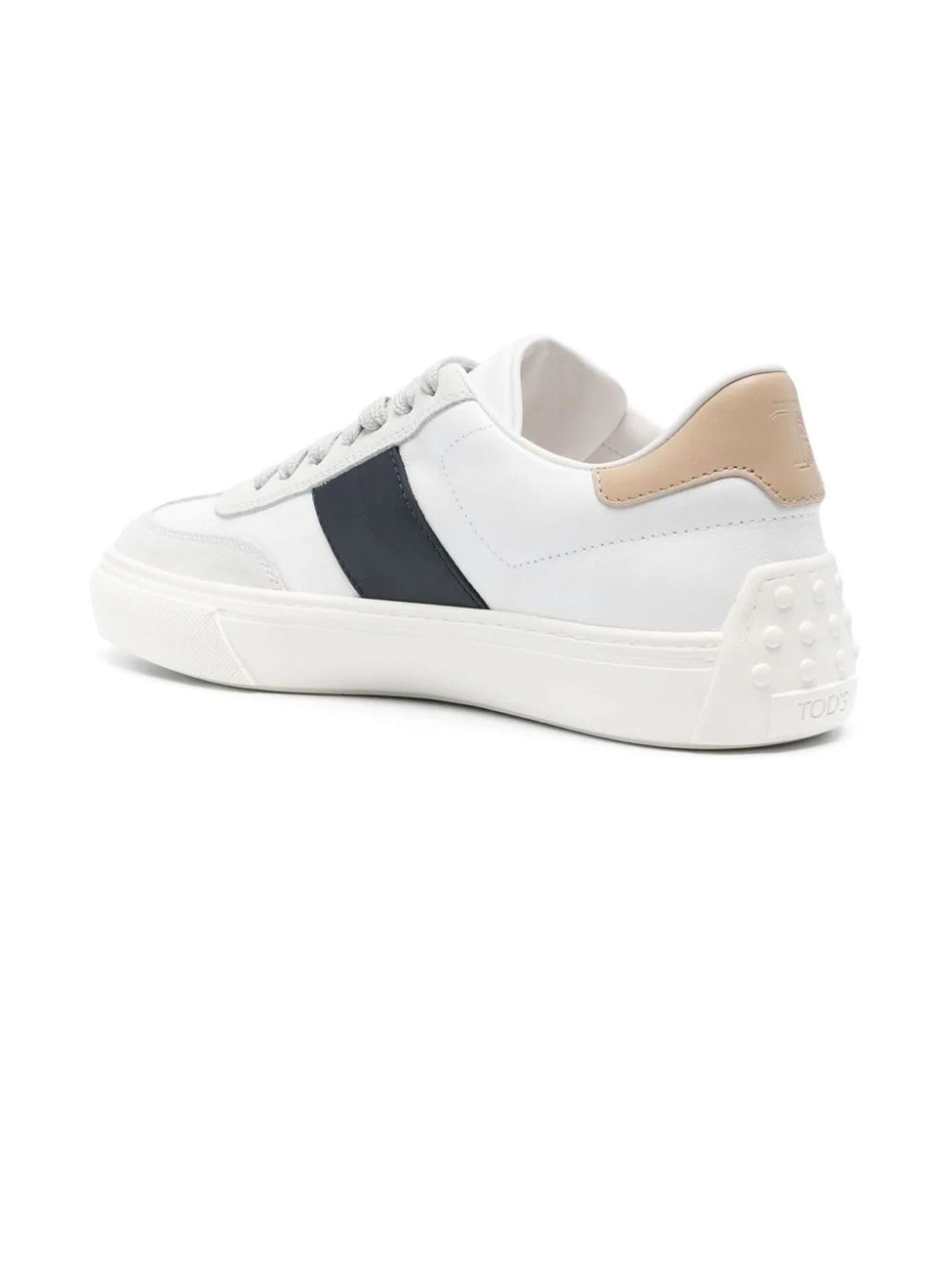 Shop Tod's White Calfskin Leather Sneakers