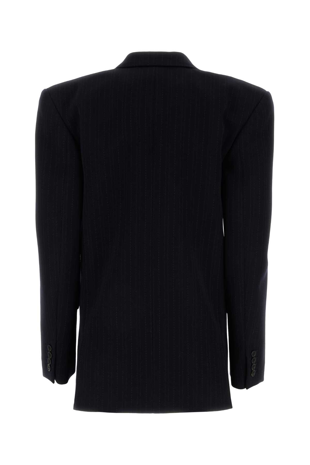 Shop Saint Laurent Embroidered Wool Oversize Blazer In Marinefoncegris