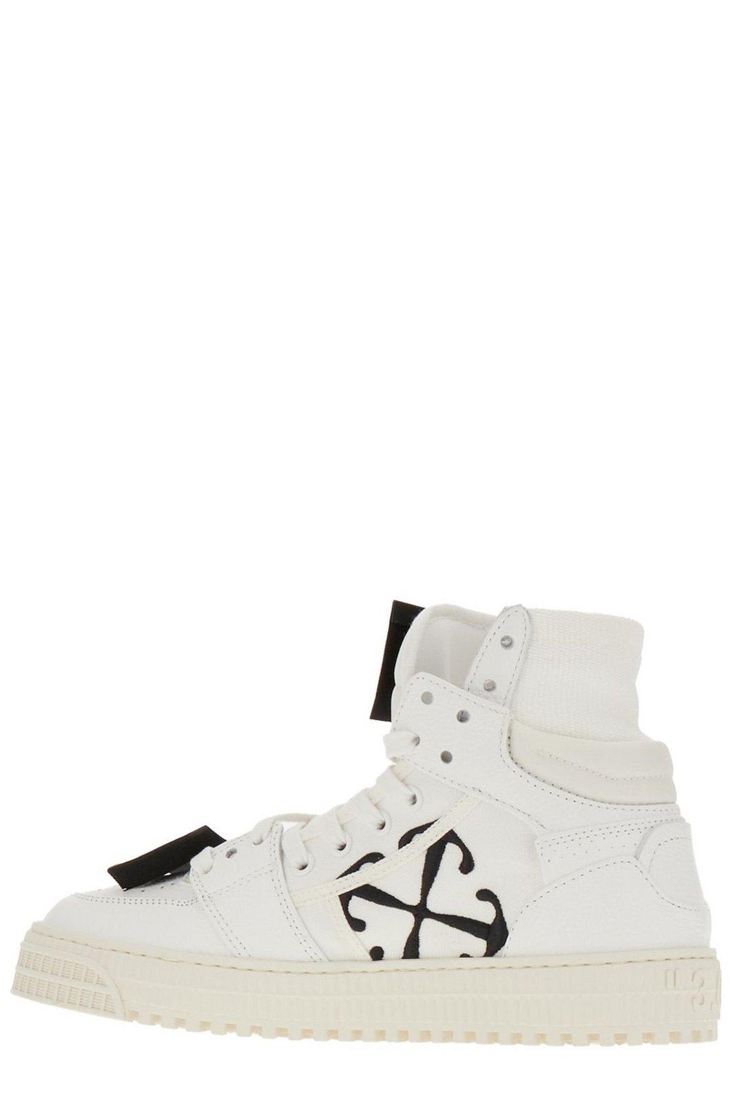 Shop Off-white Logo Embroidered Lace-up Sneakers In White Black