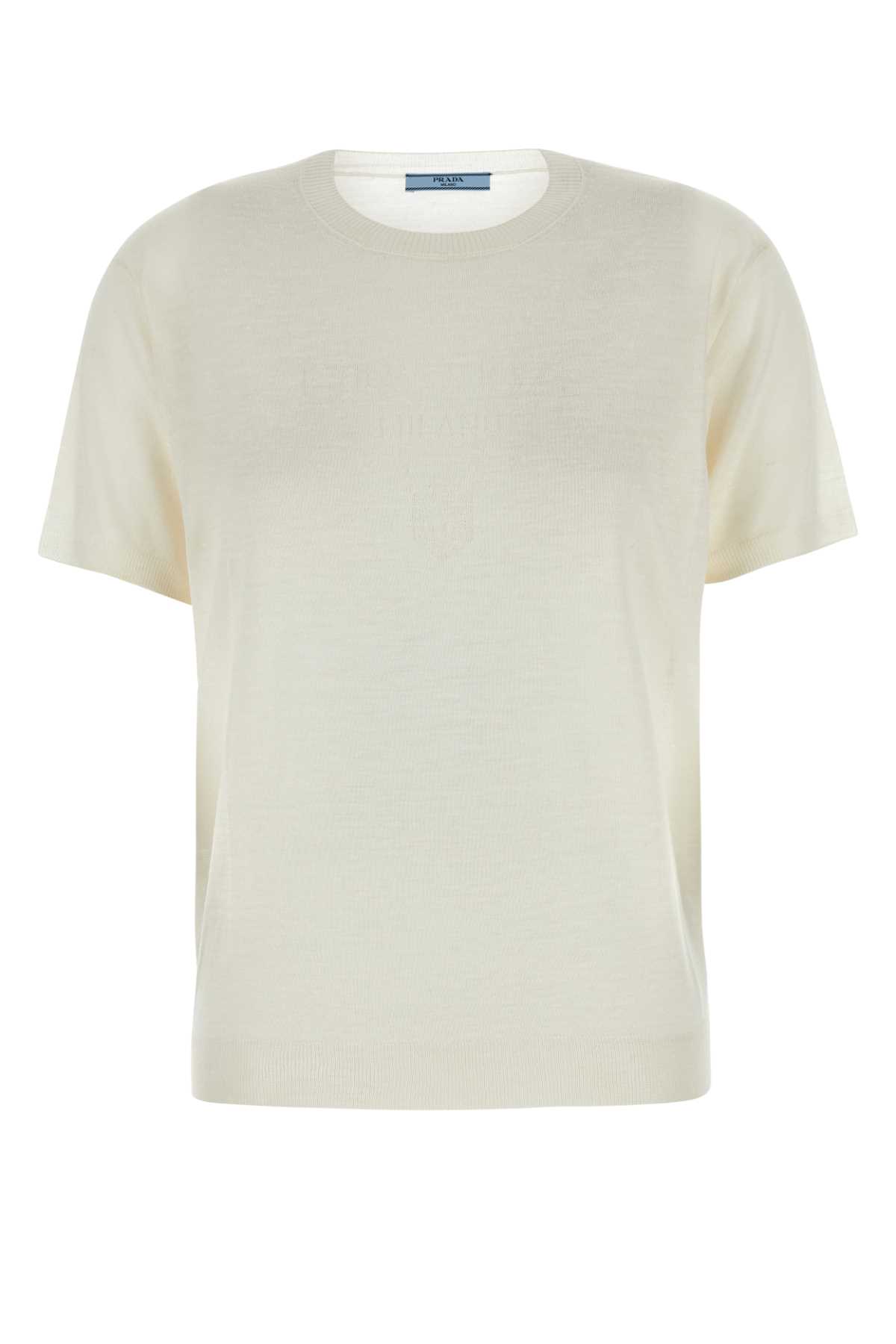 Shop Prada Ivory Cashmere Sweater In Naturale