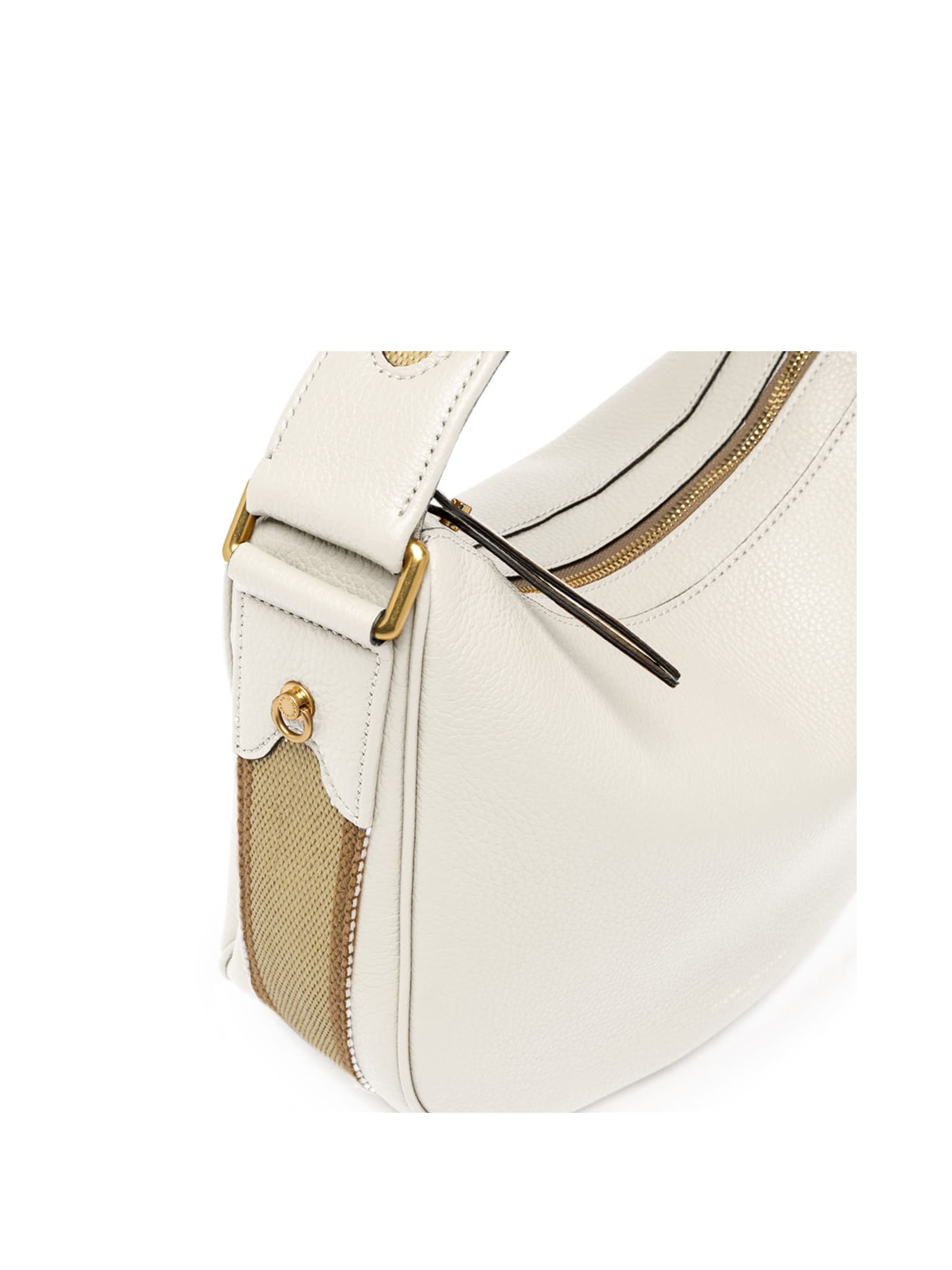 Shop Gianni Chiarini Armonia Shoulder Bag In Hammered Leather In Marble