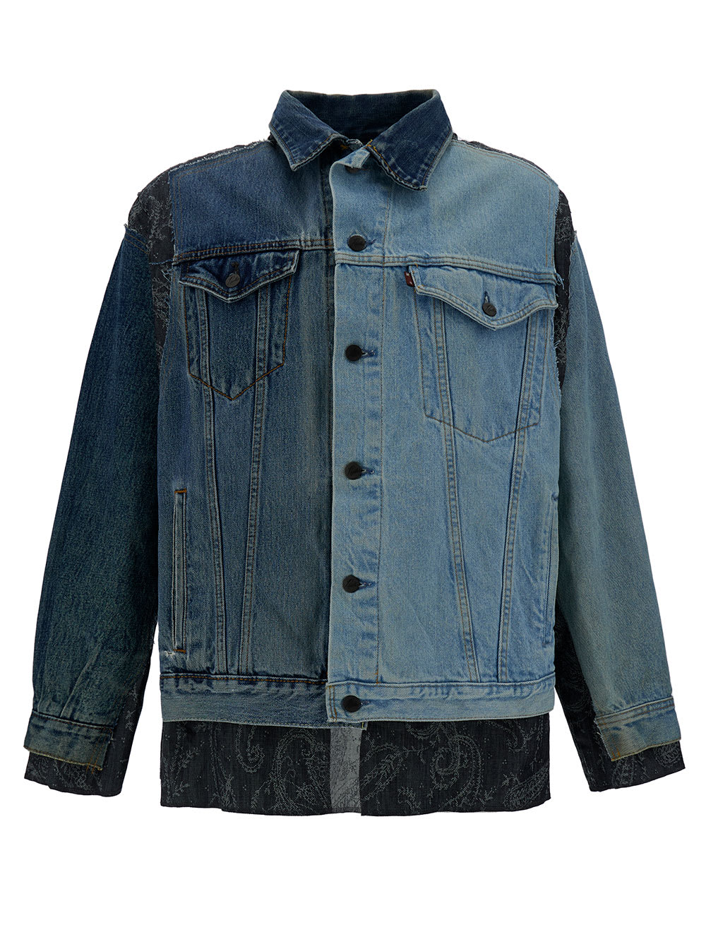 Needles Blue Patchwork Asymmetric Jacket In Blu