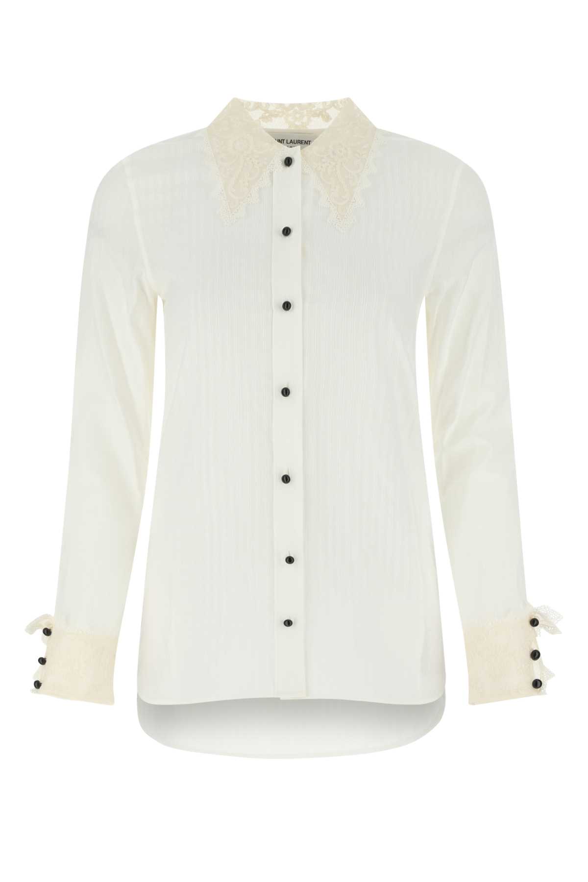 Shop Saint Laurent White Cotton Blend Shirt In 9601