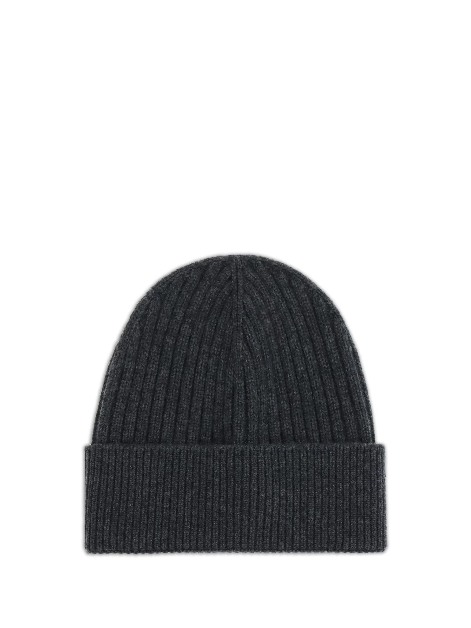 Moncler Ribbed Logo-patch Beanie Hat In Black