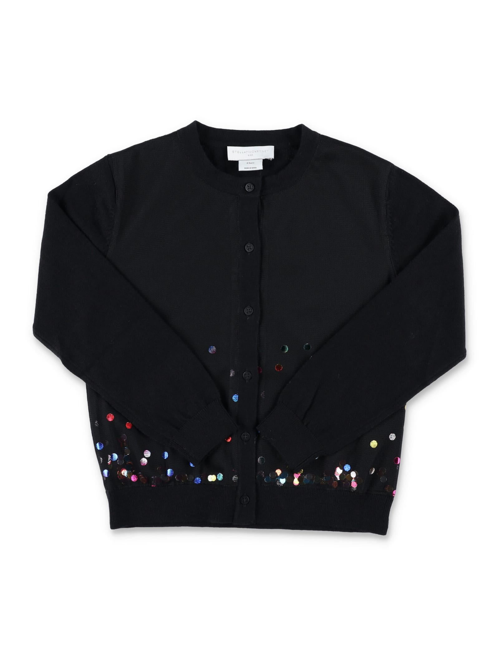 Stella Mccartney Kids' Cardigan With Polka Dots Tulle Overlayer In Black