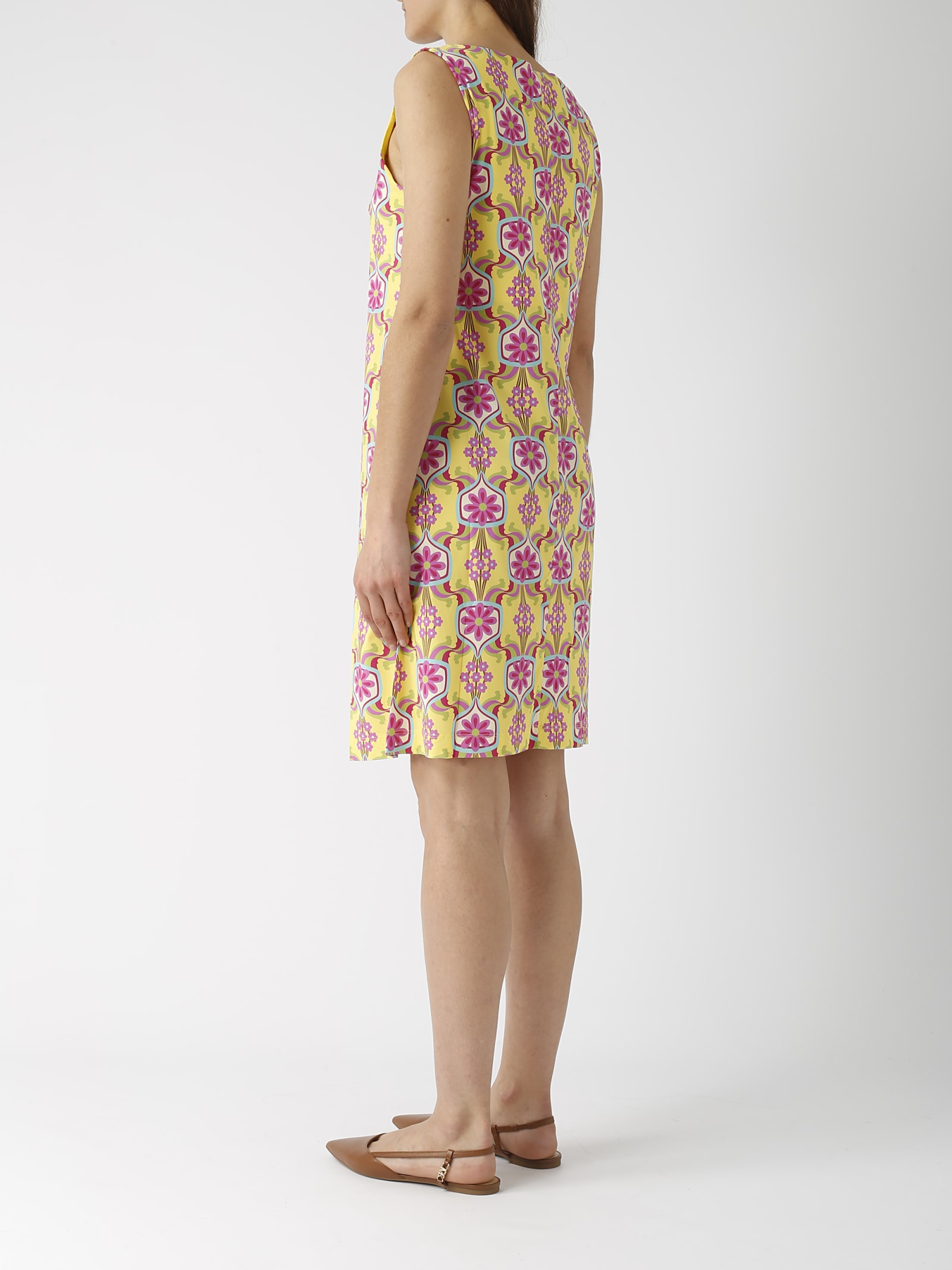 Shop Maliparmi Abito Marigold Jersey Dress In Giallo-rosa