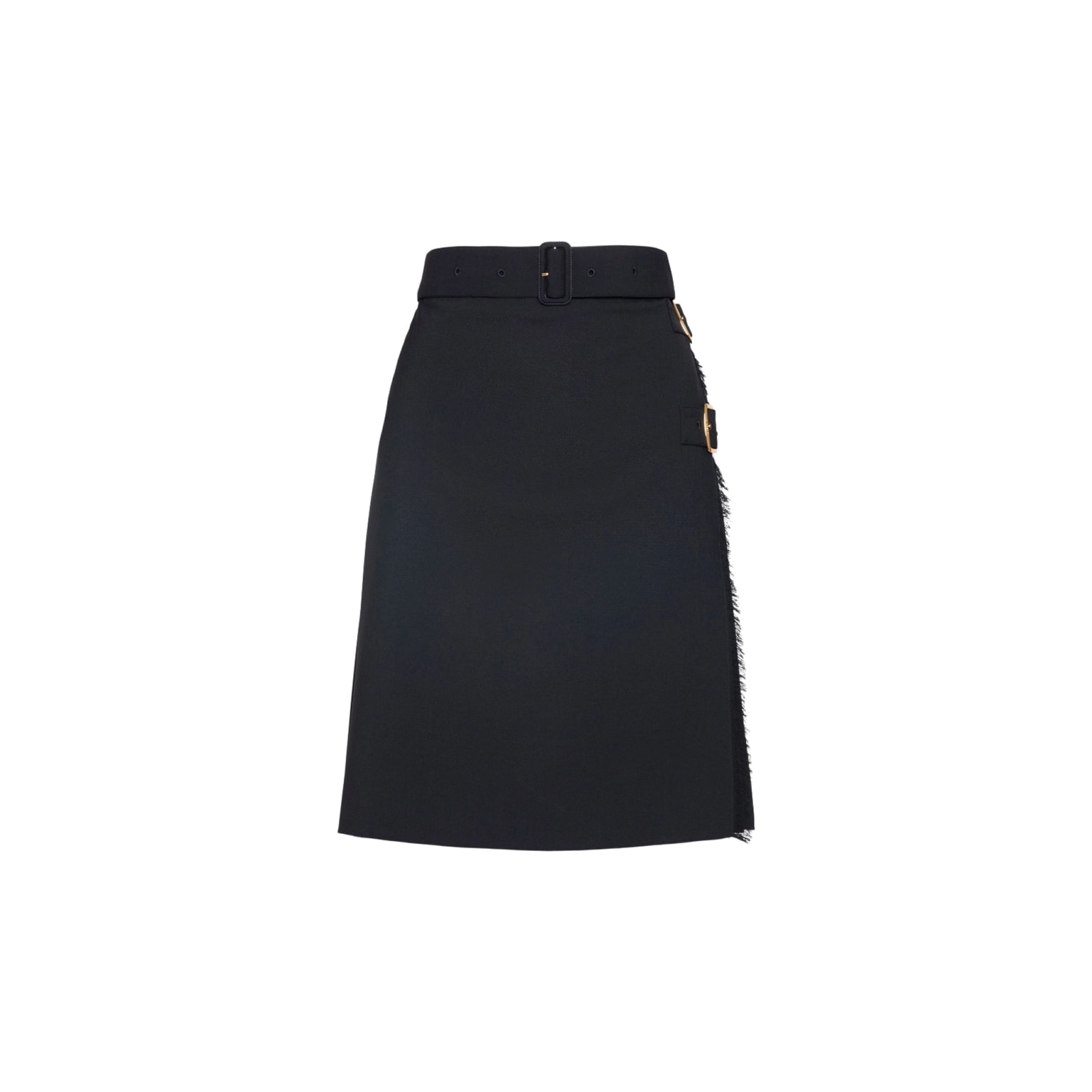 Shop Burberry Pleated Panel Wool Blend Belted Kilt Skirt In Black