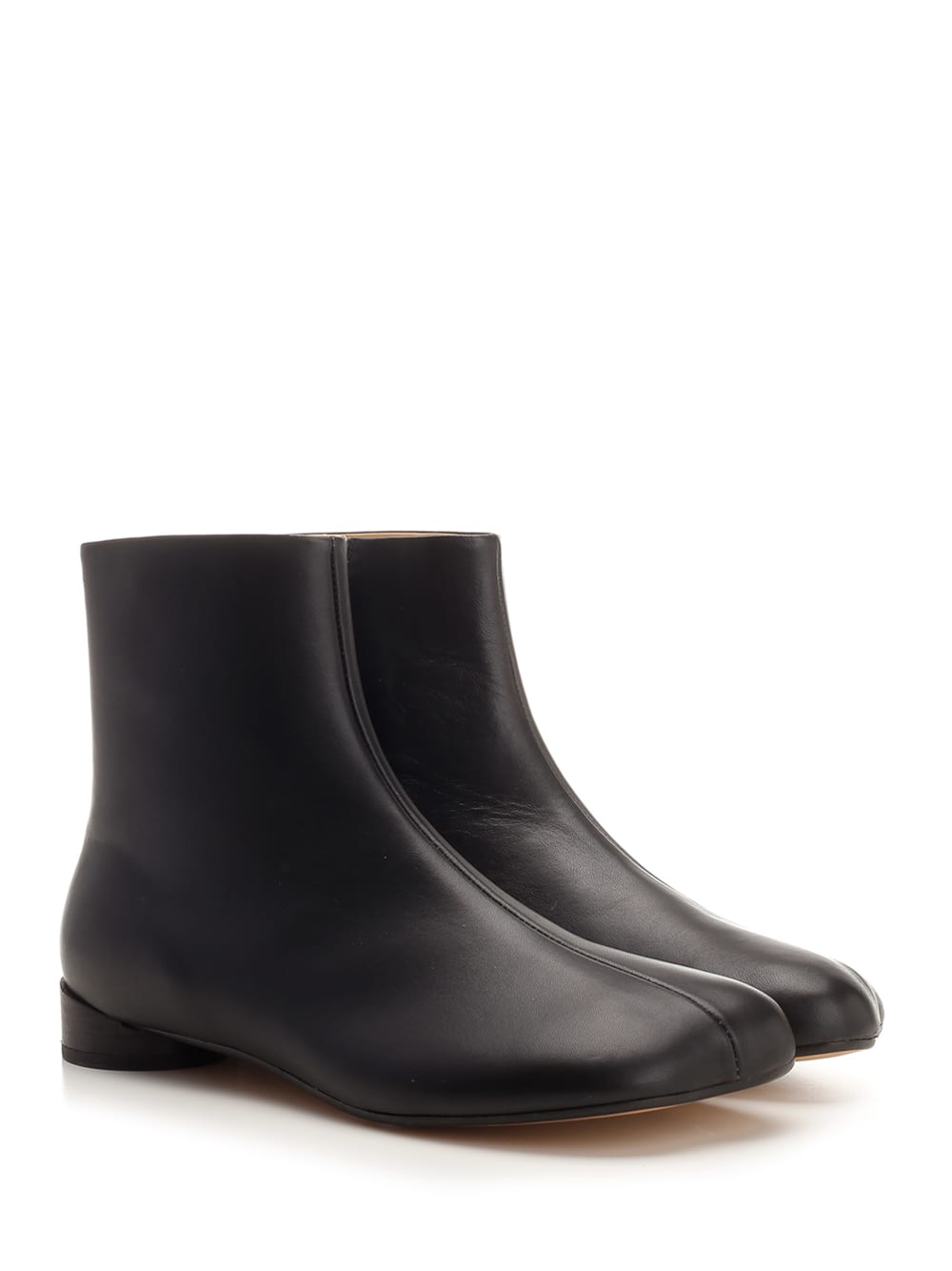 Shop Mm6 Maison Margiela Leather Ankle Boots In Black