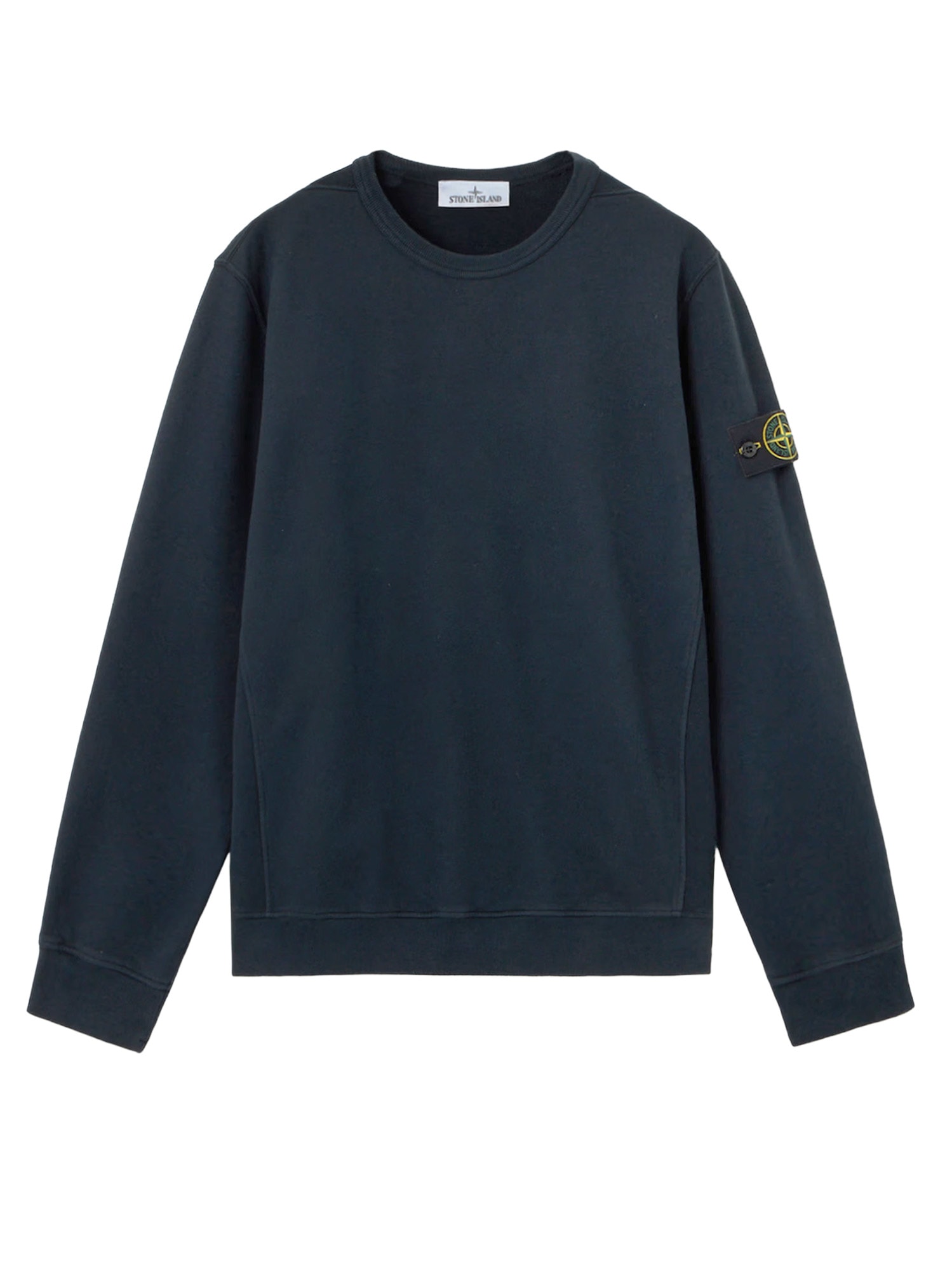 Stone Island Crew Neck Sweatshirt In Organic Brushed Cotton In Blue