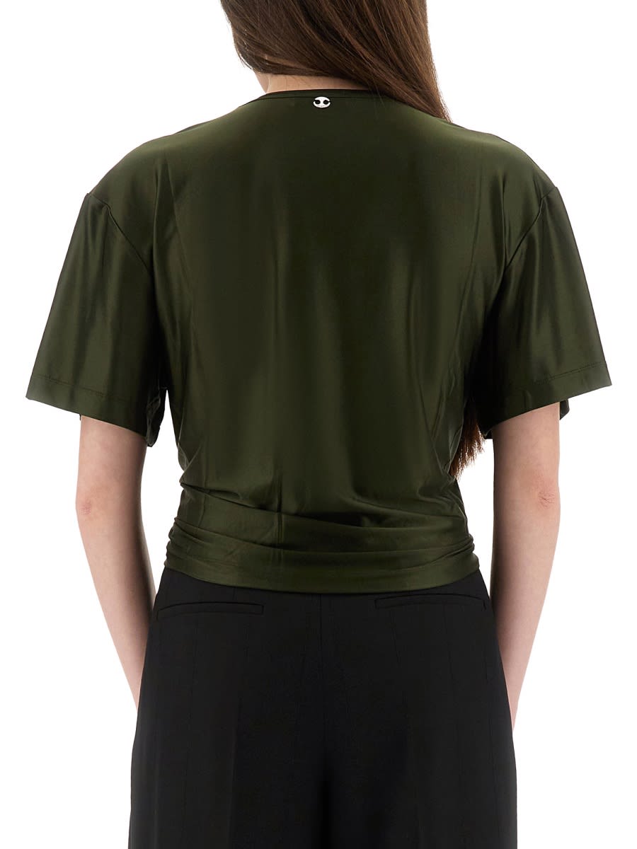 Rabanne Cut-out Knot Detail Round Neck Top In Green