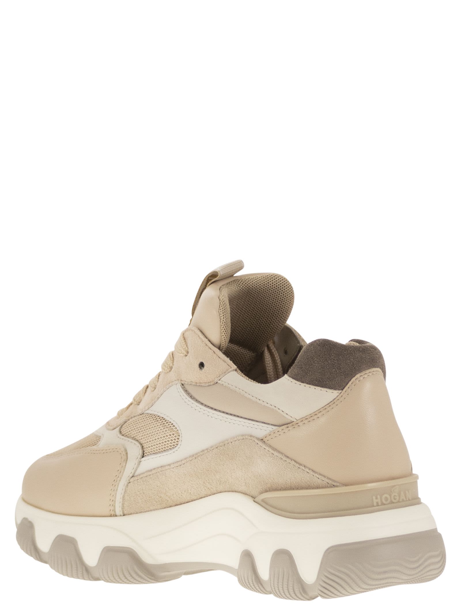 Shop Hogan Hyperactive - Leather And Fabric Trainers In Beige