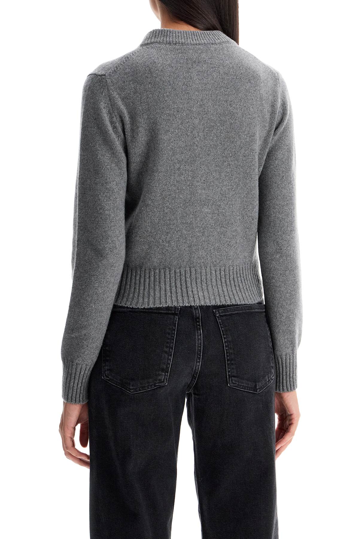 Shop Ami Alexandre Mattiussi Cashmere Crewneck Cardigan In Gris Clair (grey)