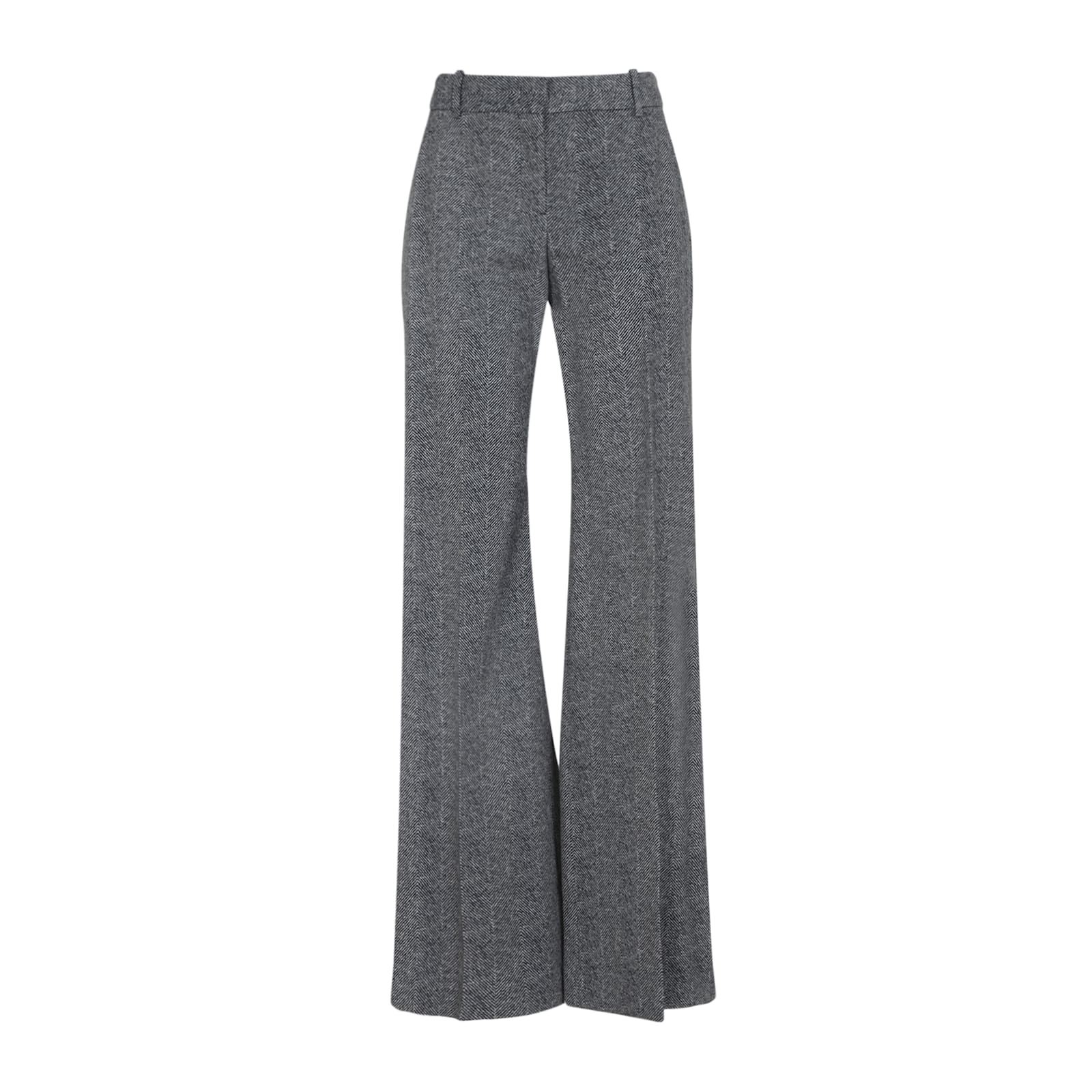 Ermanno Scervino Wide-leg Viscose Pants With Herringbone Patternwaist In Gray