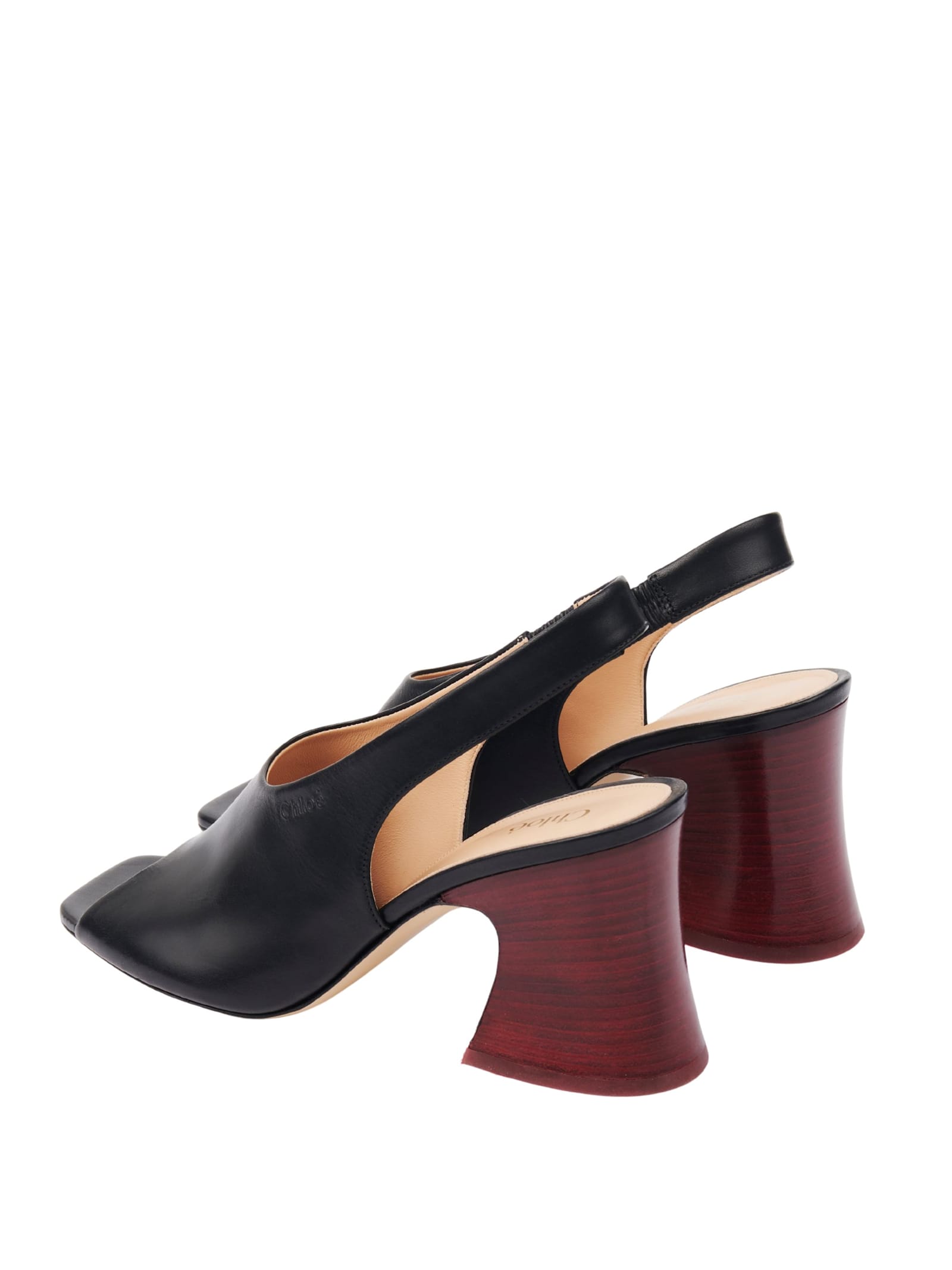 Chloé Chloe Janis 80 Leather Slingback Sandals In Black