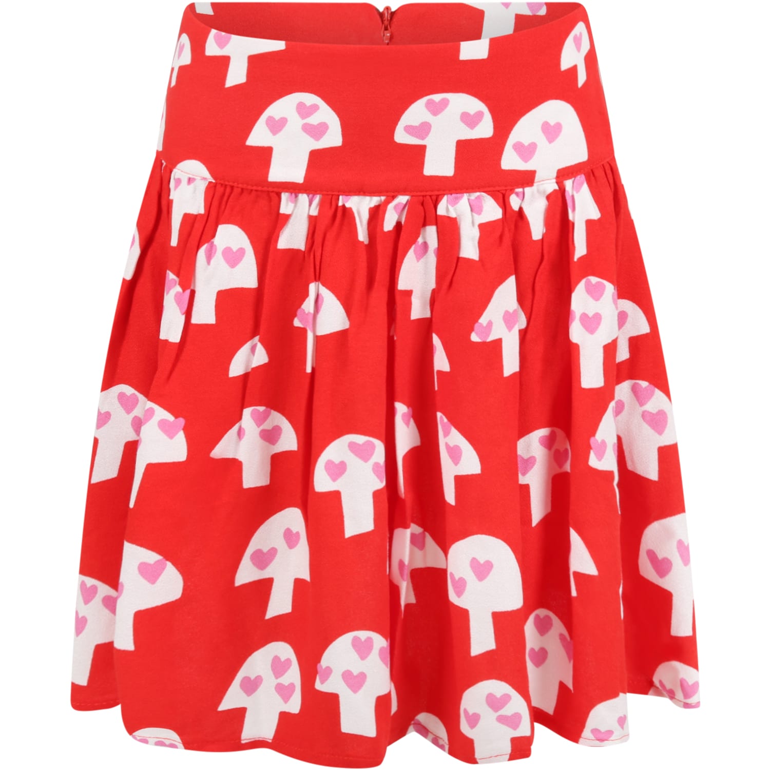 Stella McCartney Kids Red Skirt For Girl With Mushrooms