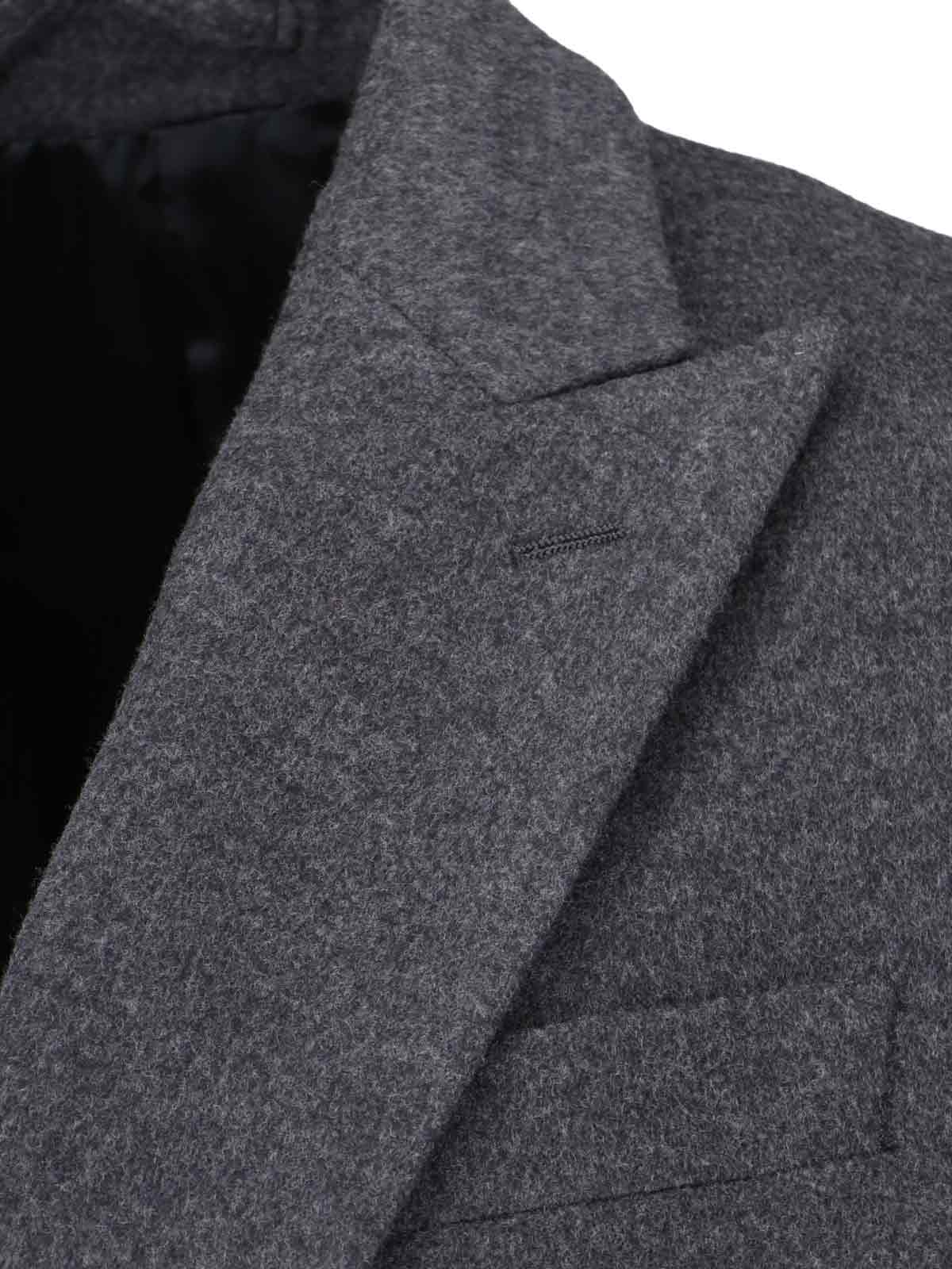 Shop Lardini Double-breasted Midi Coat In Gray