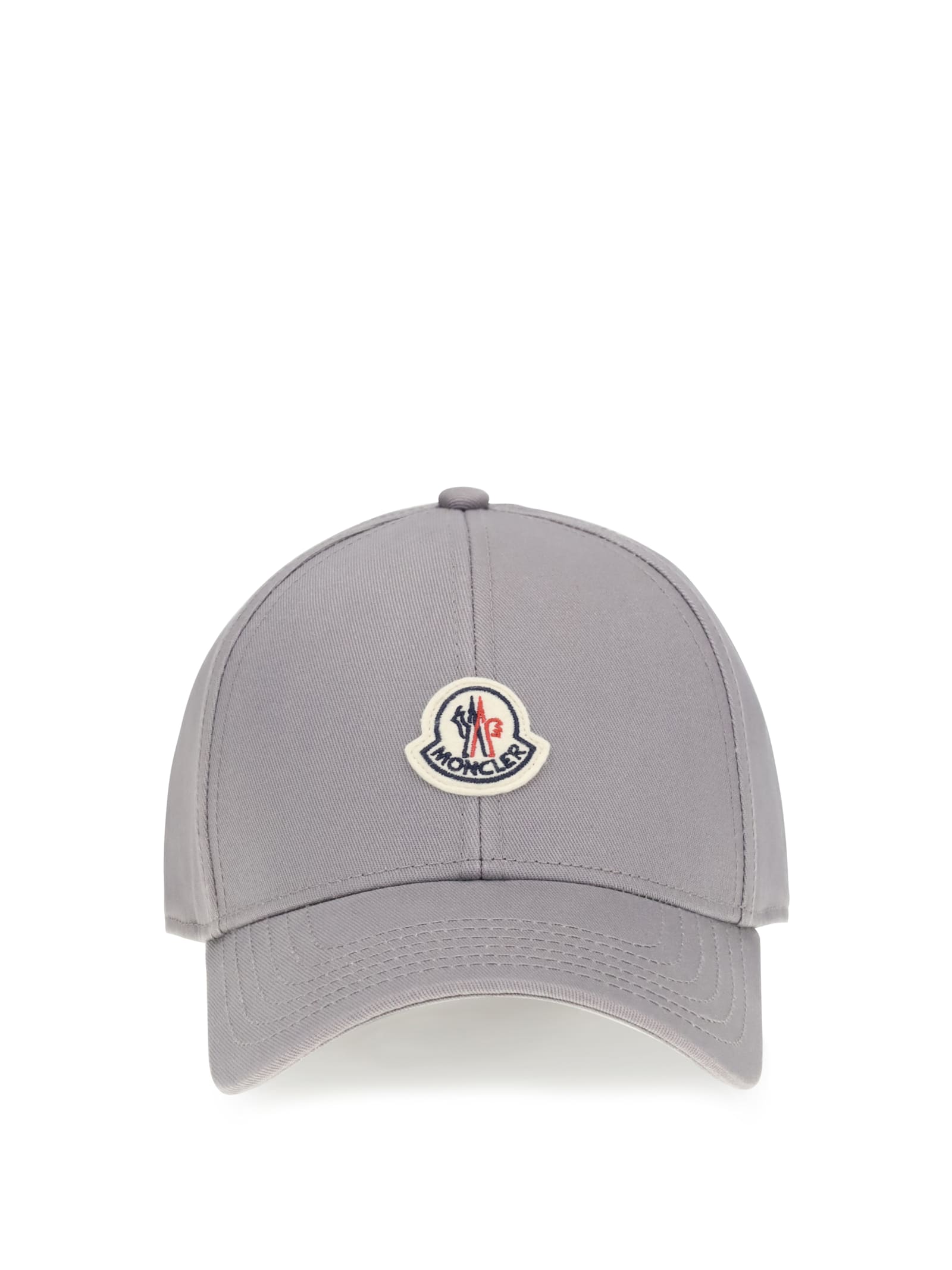 Moncler Grey Cotton Gabardine Baseball Cap