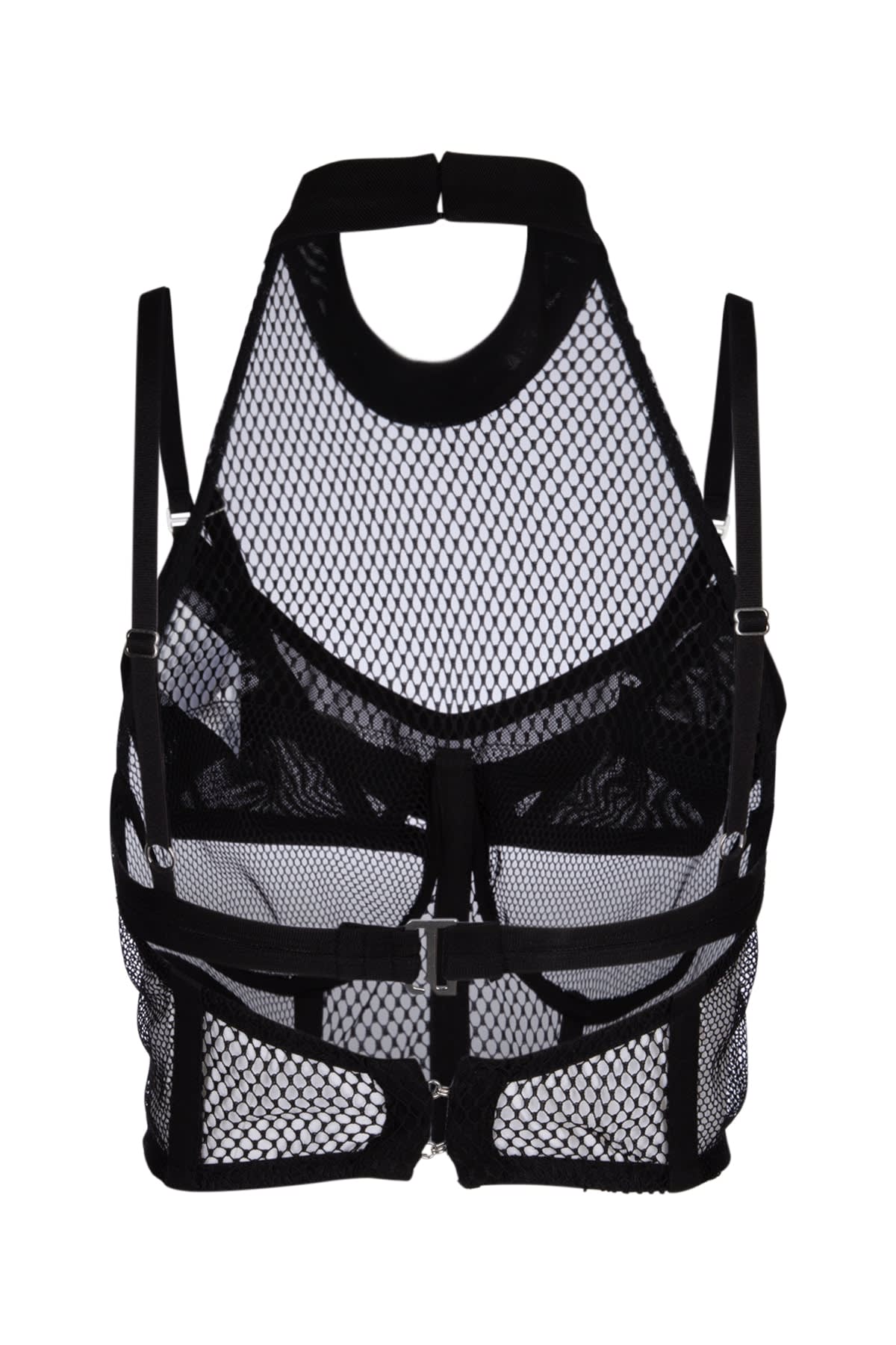 Dion Lee Halterneck Mesh Cut-out Strap Top In Black