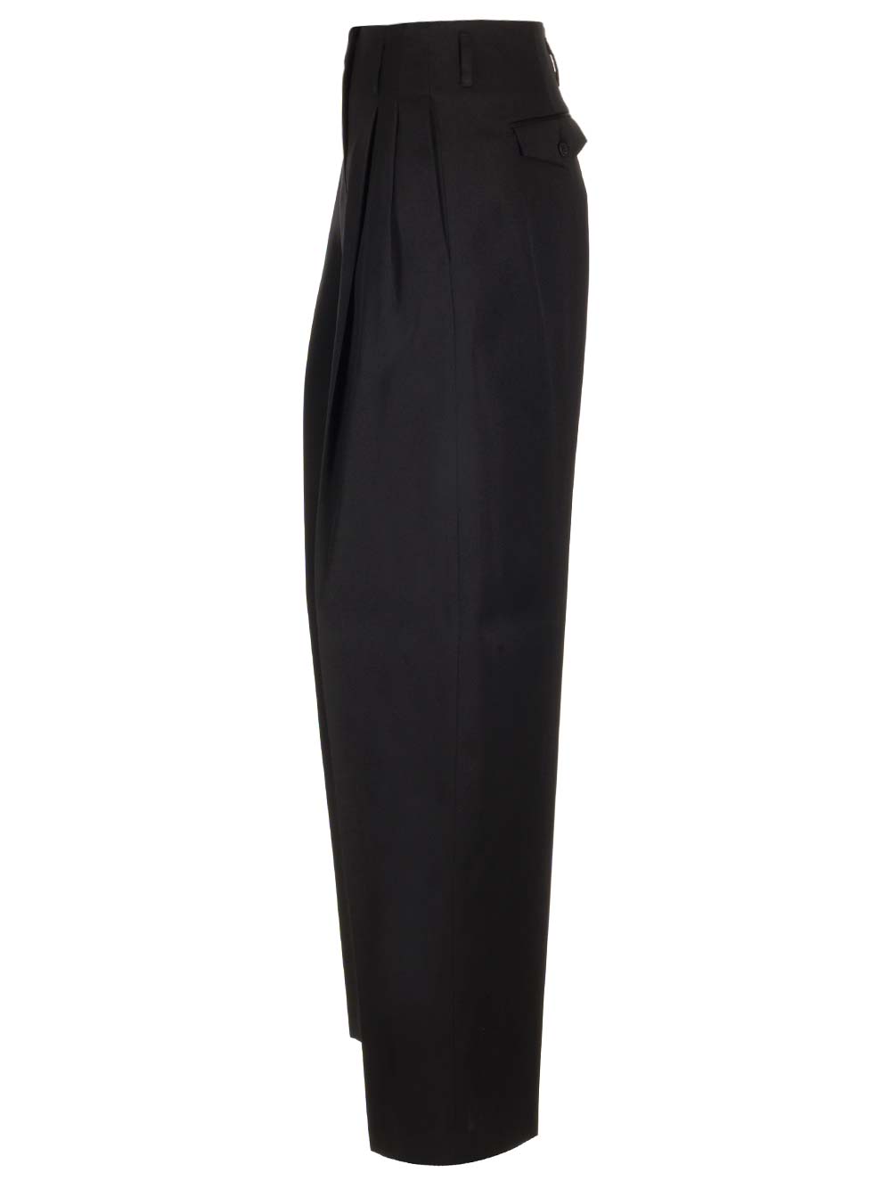 Shop Golden Goose Wool Gabardine Wide Leg Trousers In Black