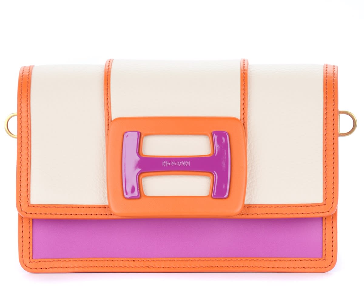 Hogan H-bag Ivory Pink And Orange Shopping Bag
