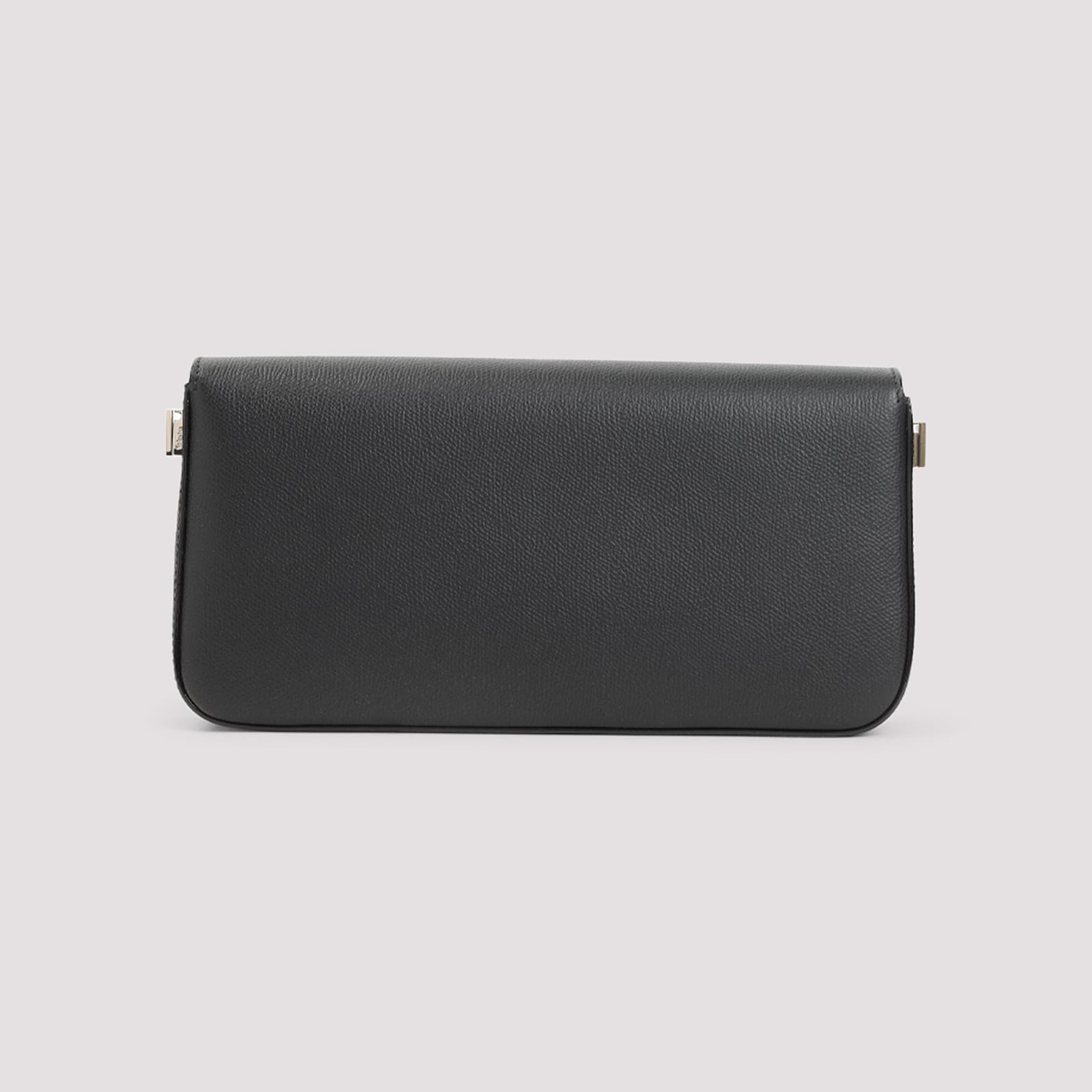 Valextra Structured Black Calf Leather Shoulder Bag In Black