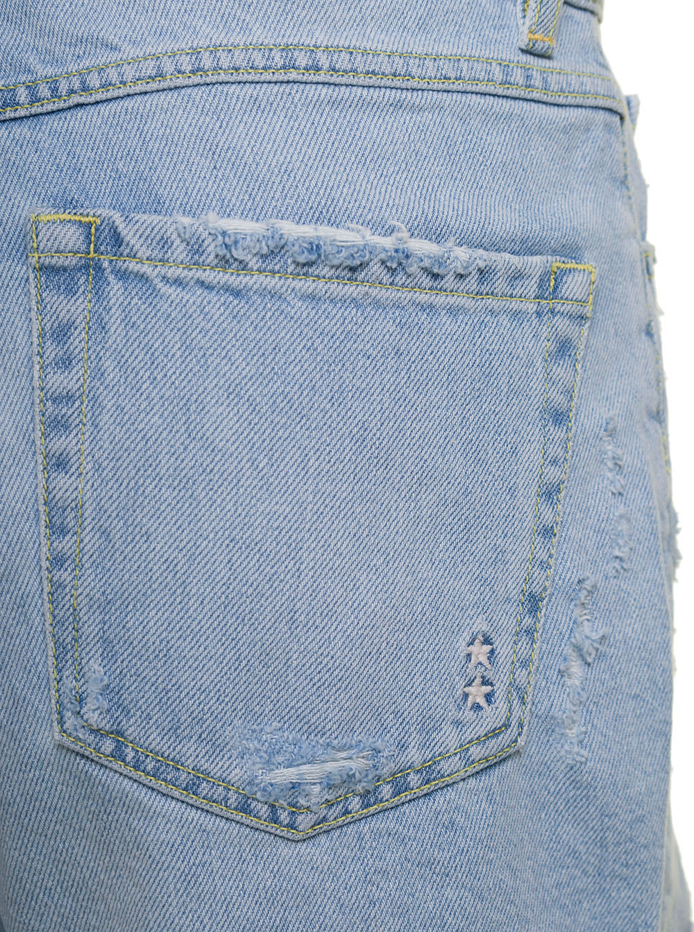 Shop Icon Denim Sam Light Blue Shorts With Raw Edge In Cotton Denim Woman