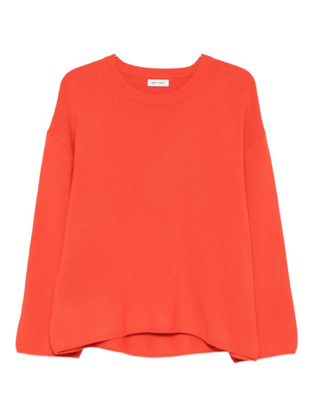 Goat Soft Wool Crewneck Sweater Coral Color In Orange