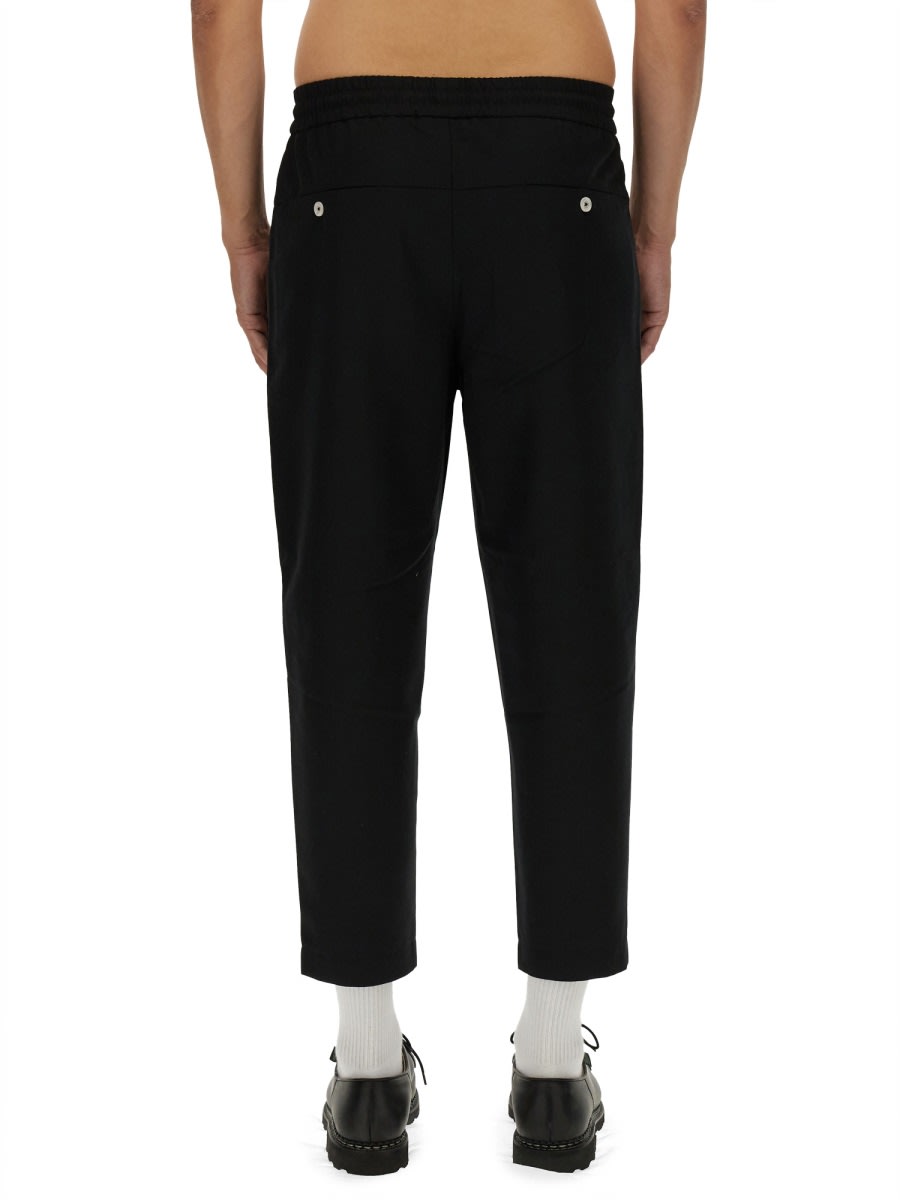 Drôle De Monsieur Black Carrot Pants With Drawstring In Wool Blend Man