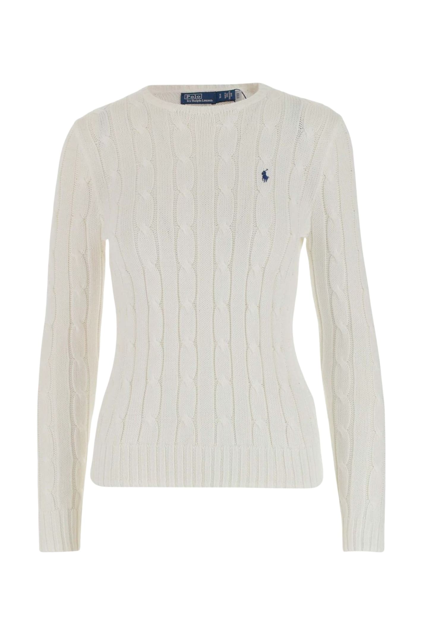 Shop Polo Ralph Lauren Julianna Cable Sweater In Bianco