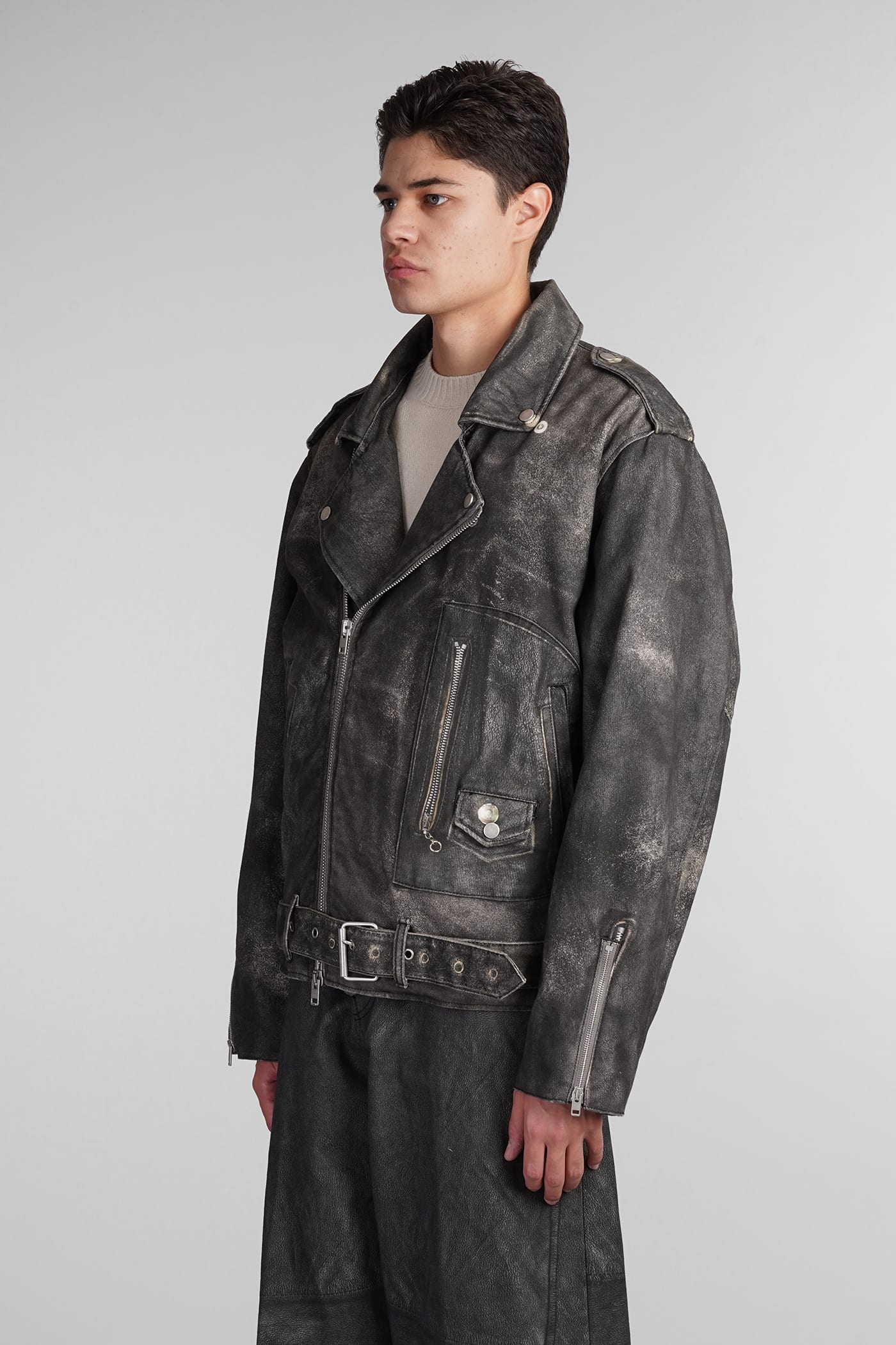 Shop Haikure Kay Biker Jacket In Grey Cotton