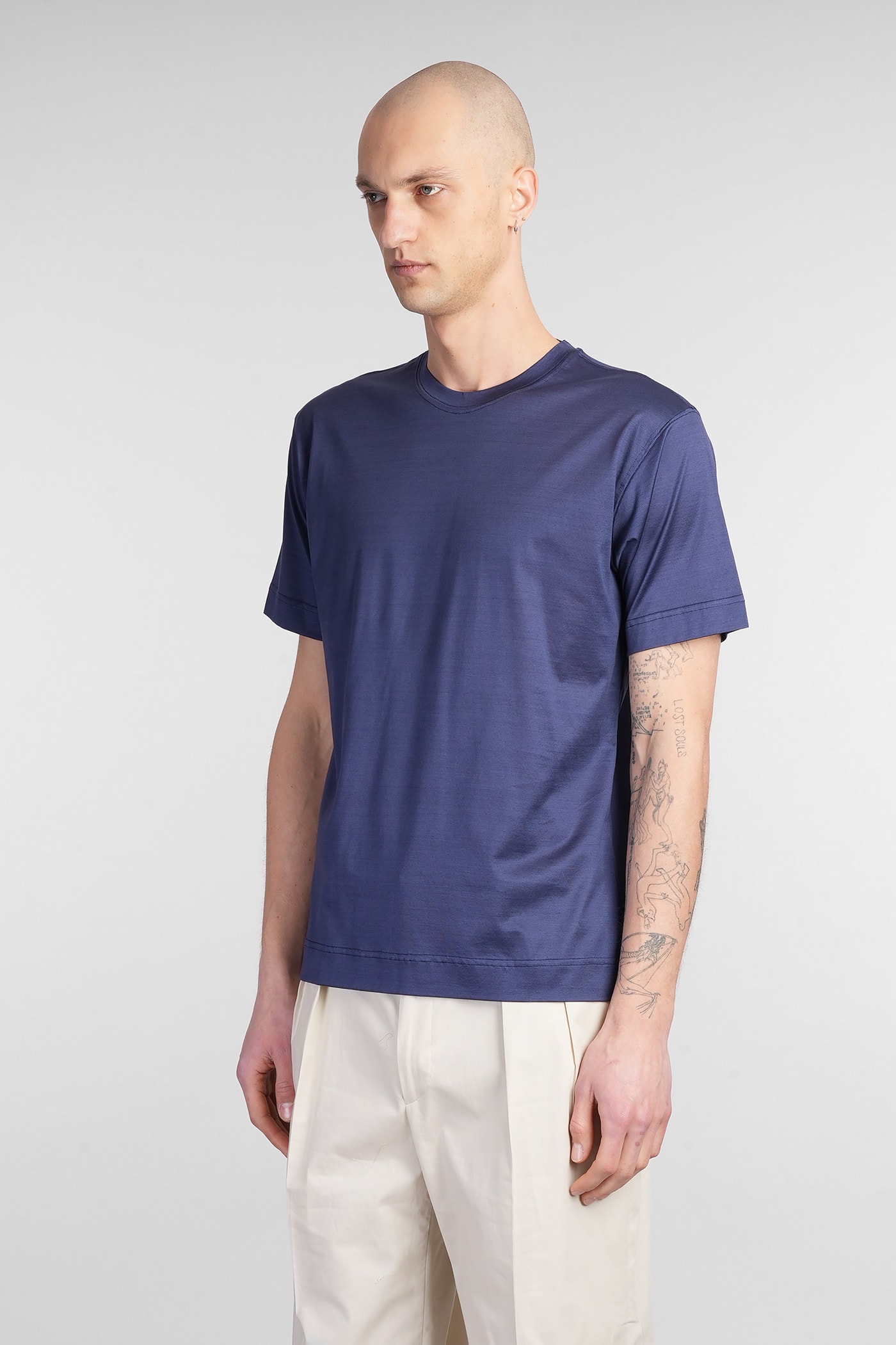 Shop Tagliatore T-shirt In Blue Cotton