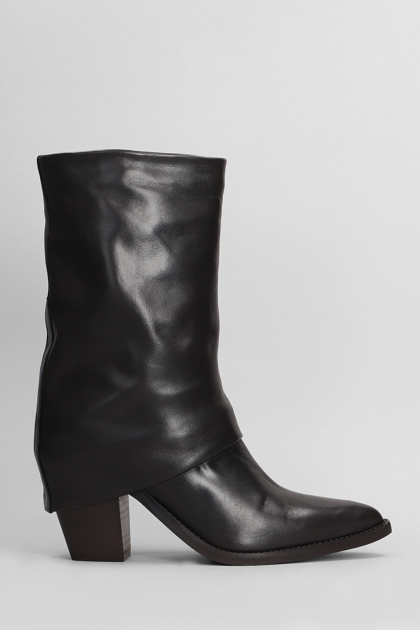 High Heels Ankle Boots In Dark Brown Leather