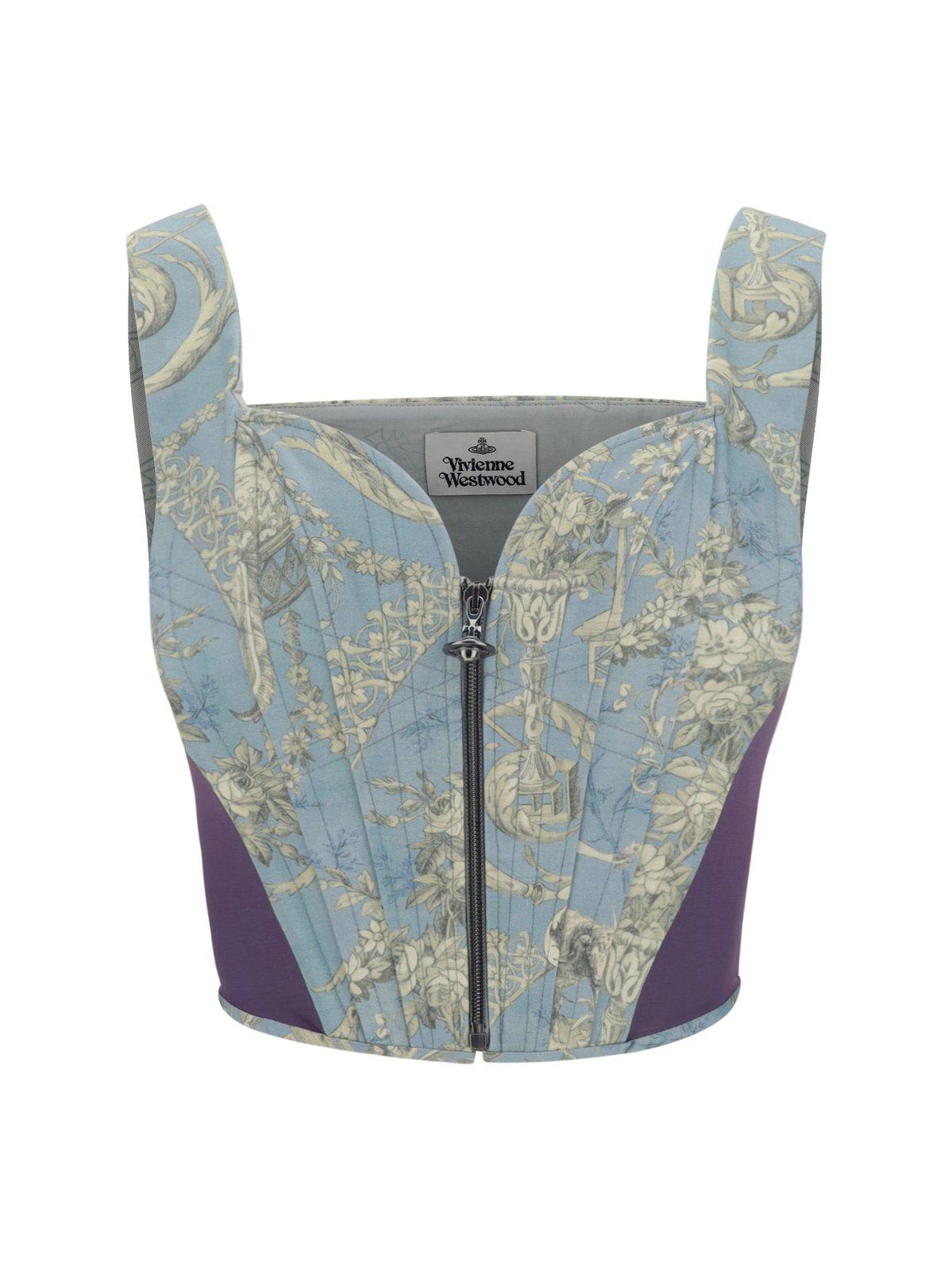 Shop Vivienne Westwood Zip-up Corset Top In Clear Blue