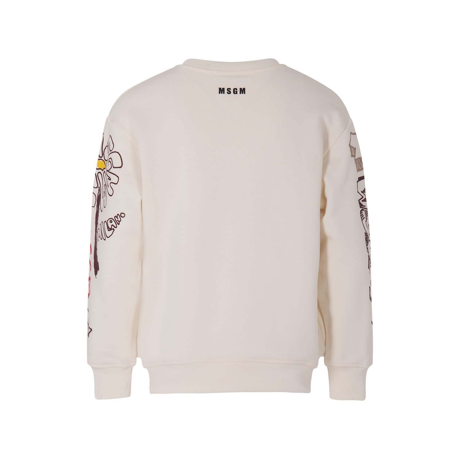 Shop Msgm Sweatshirt With Print In Crema