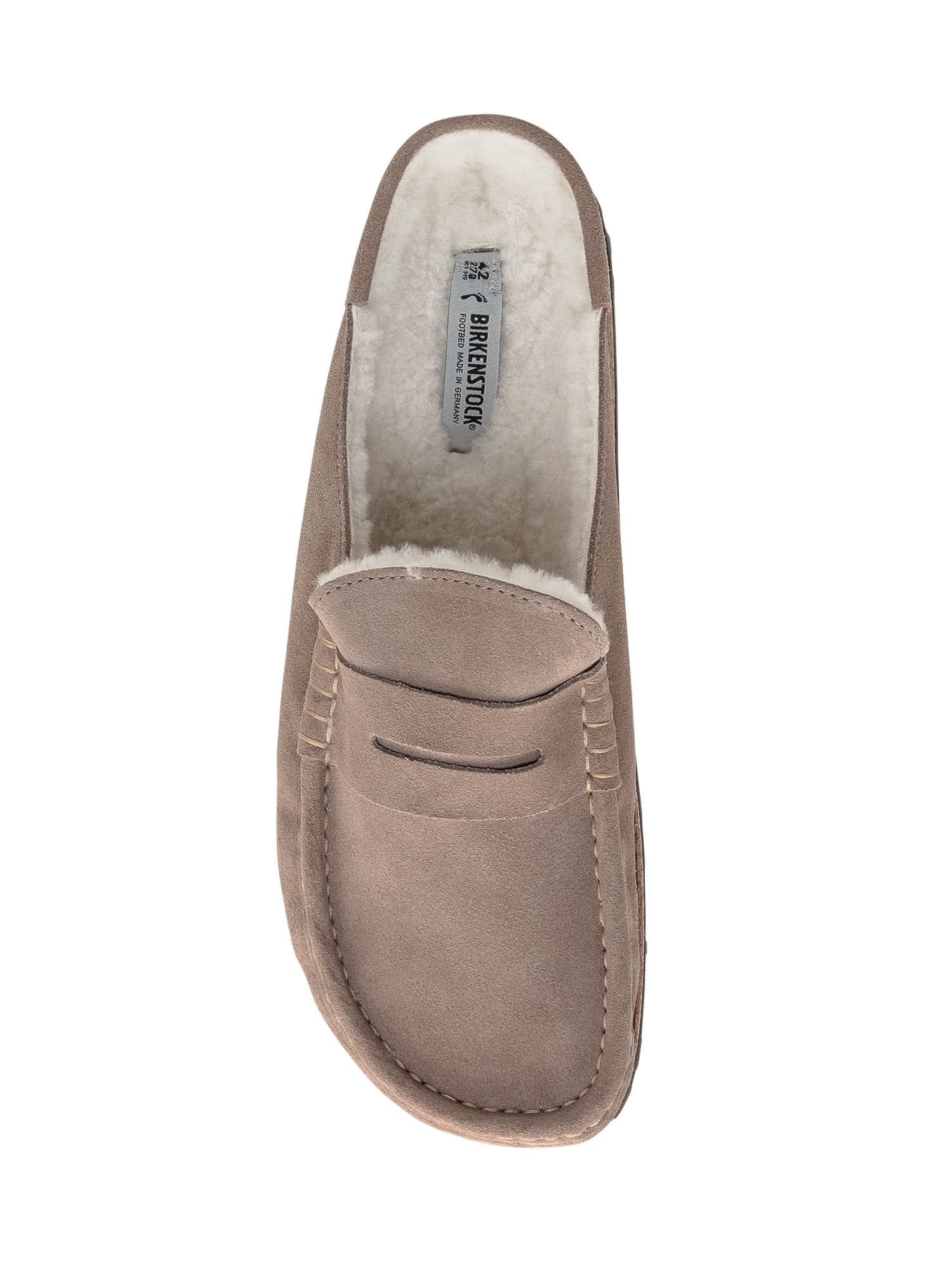 Shop Birkenstock Naples Sandal In Shearling Taupe