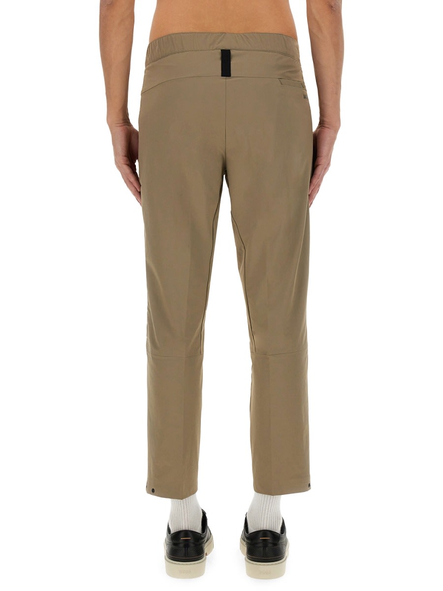 Hugo Boss Cropped Elastic Waistband Trousers With Button Detail In Brown