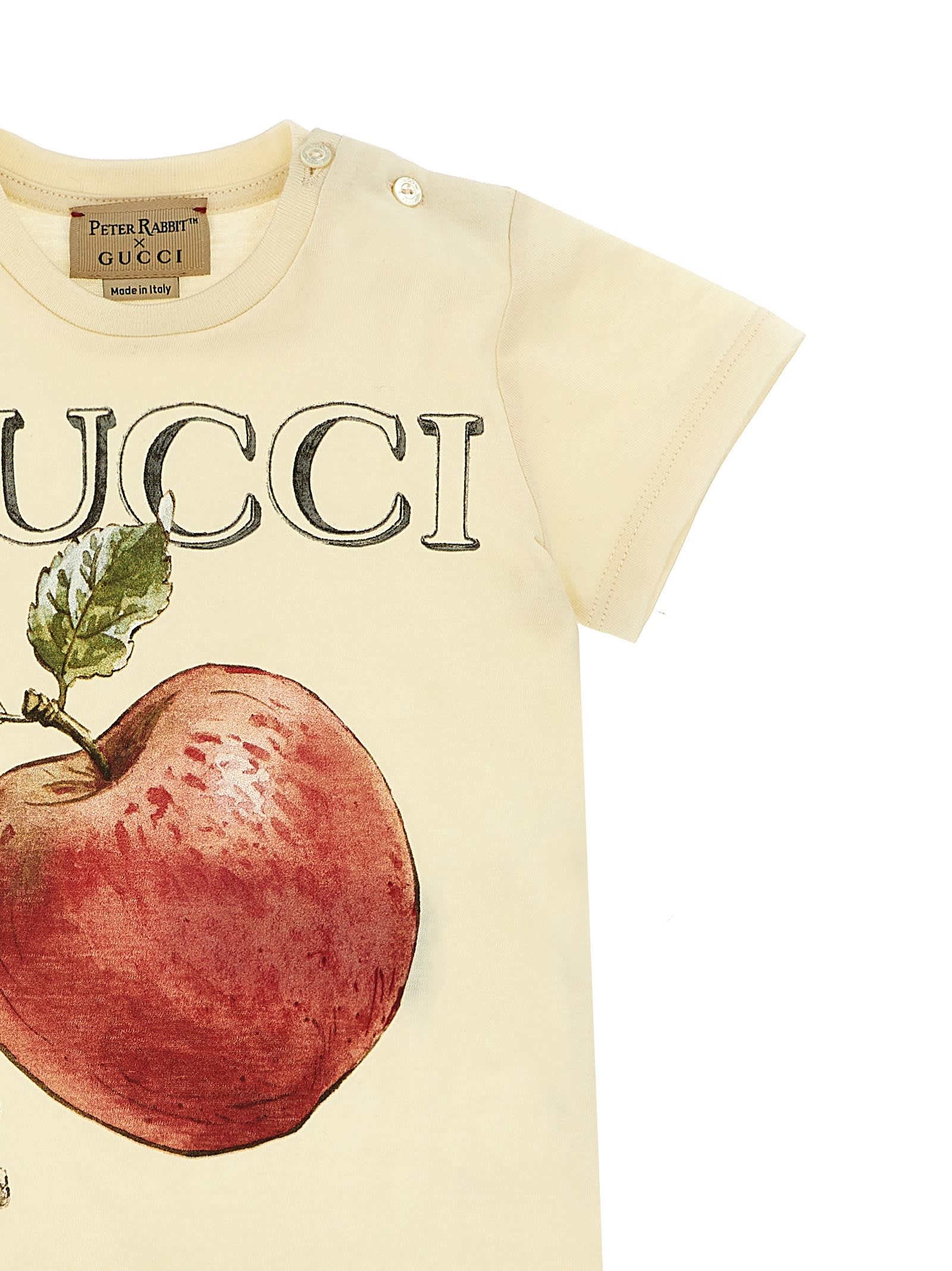 Shop Gucci Printed T-shirt Peter Rabbit X  In Beige
