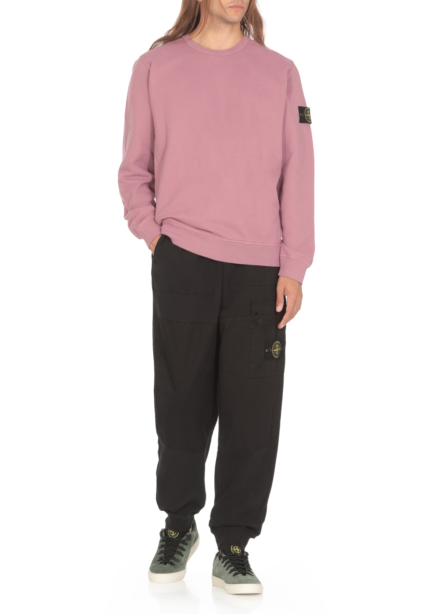 Shop Stone Island Sweatshirt With Logo In Pink