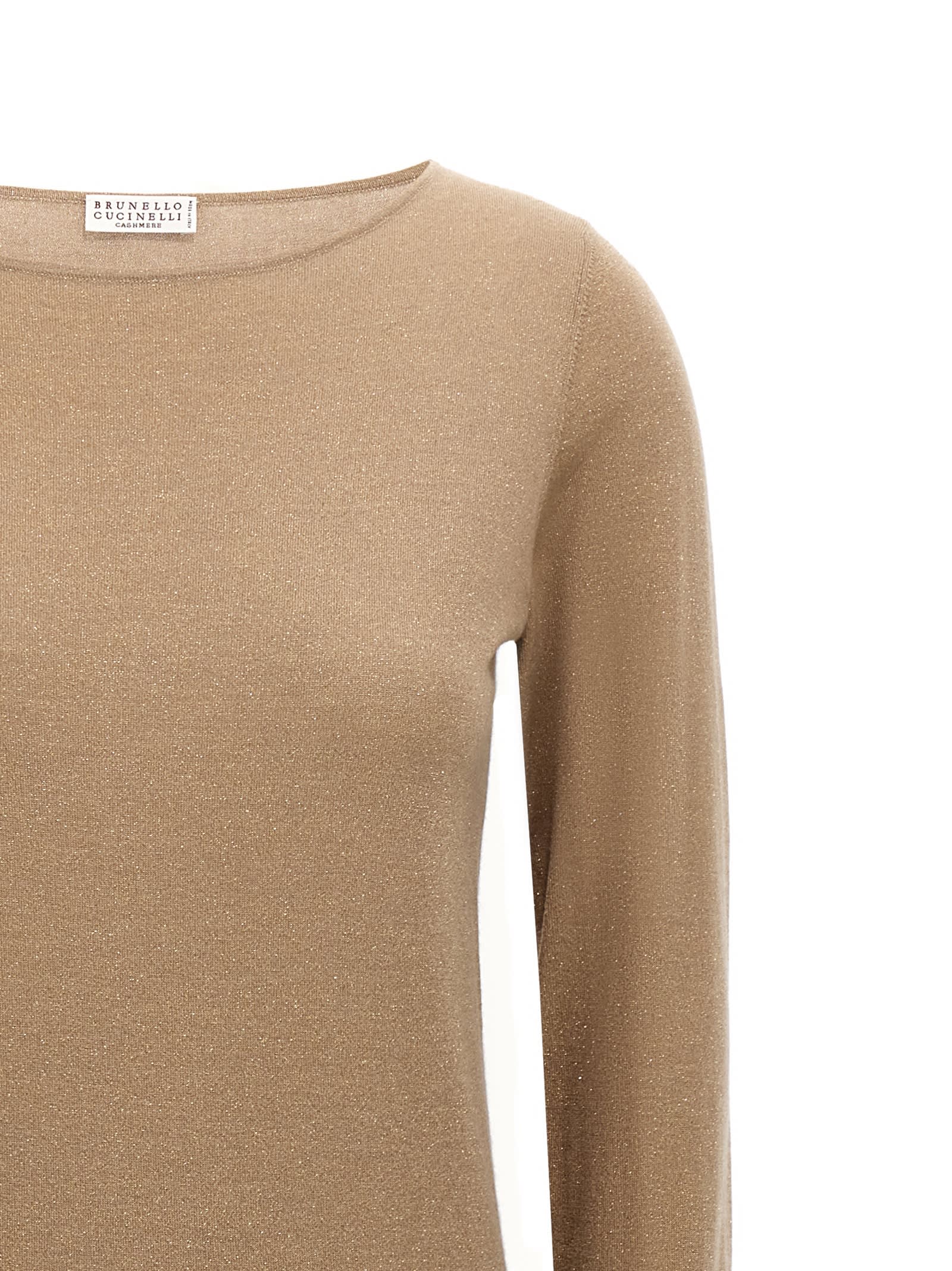 Shop Brunello Cucinelli Lurex Sweater In Beige