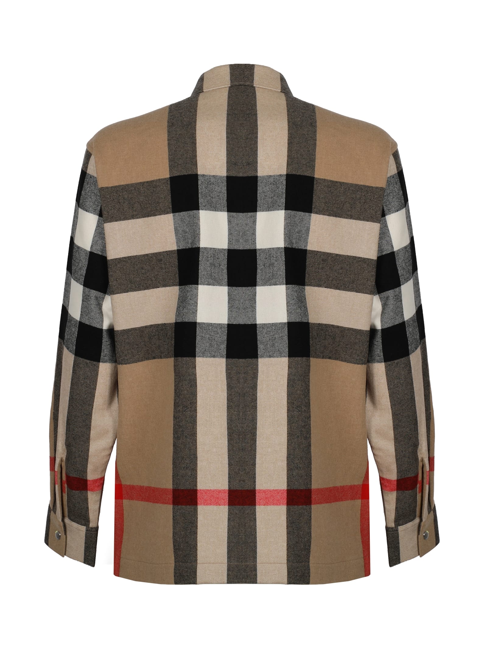 Shop Burberry Oversized Shirt In Wool And Cotton With Exaggerated Check Pattern In Brown