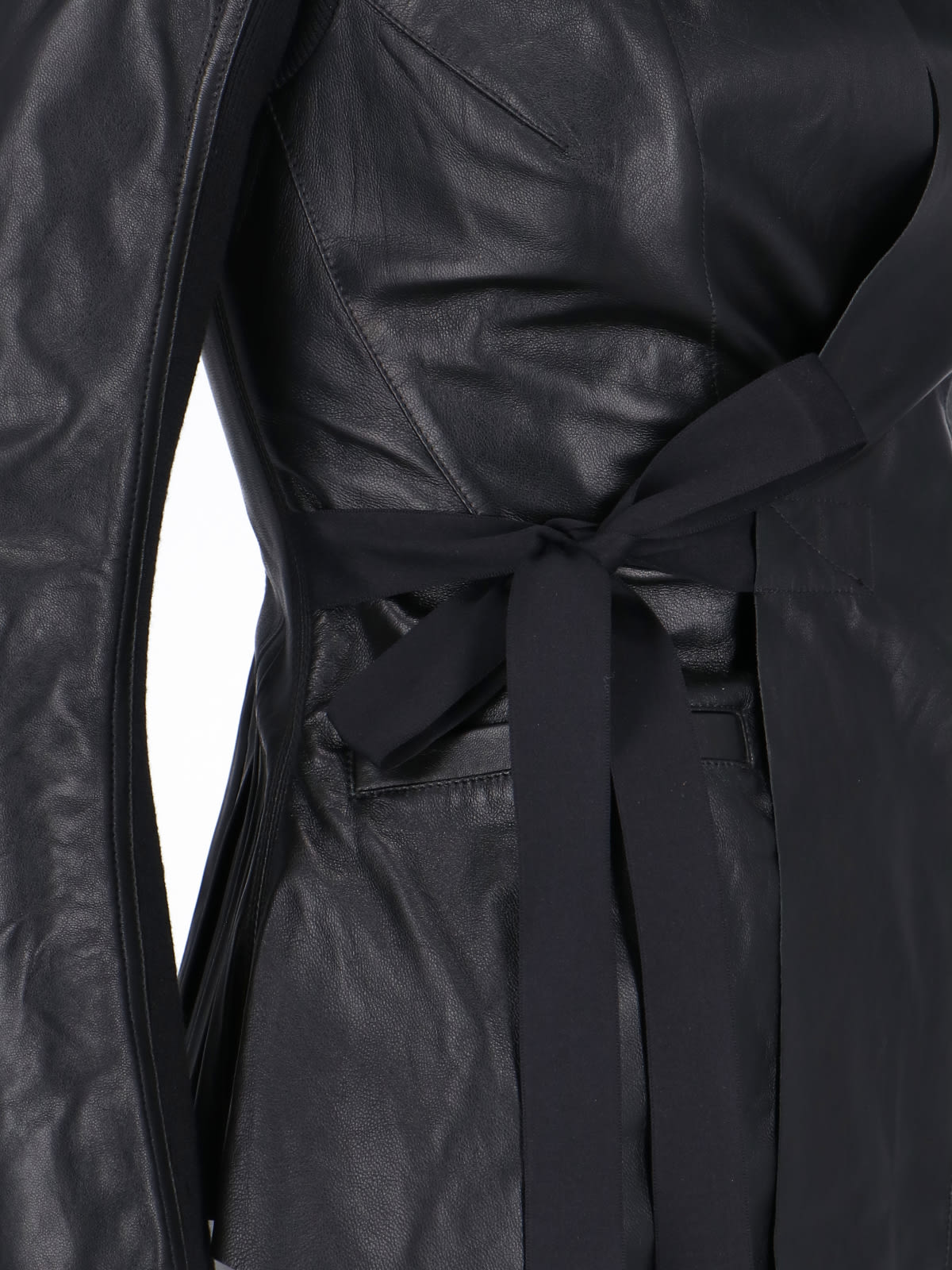 Rick Owens Modern Long Sleeve Jacket With Tie Waist In Black