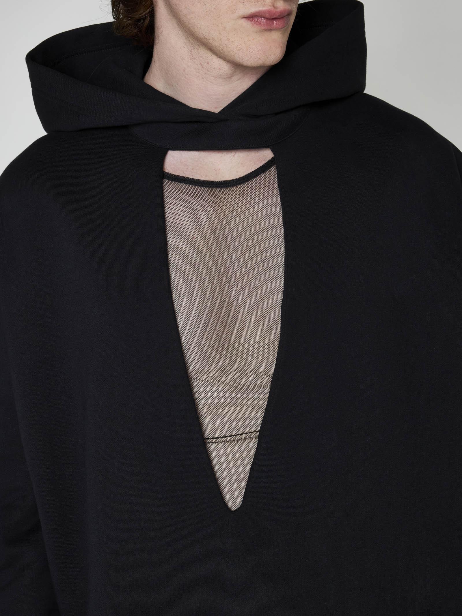 Shop Random Identities Cut-out Cotton Hoodie In Black