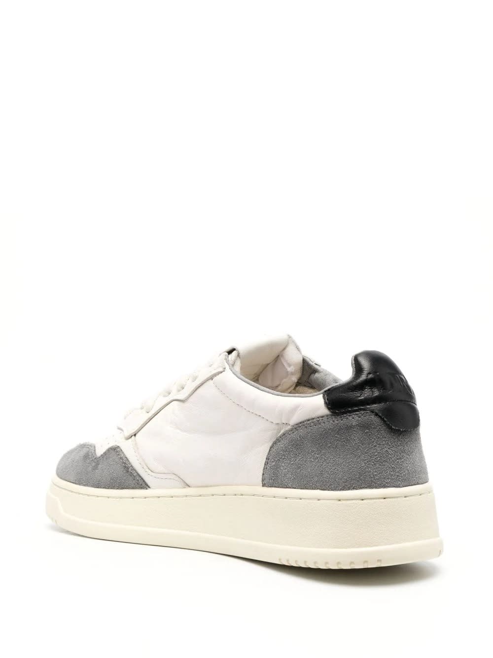 Shop Autry Medalist Low Sneakers In Grey Suede And White Leather In Grey/black