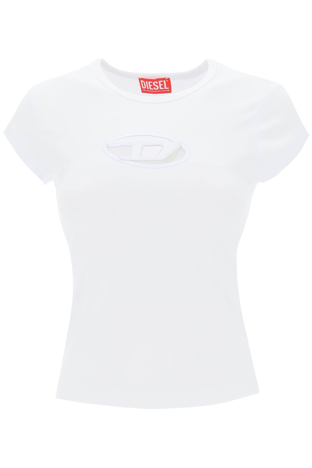 Shop Diesel Angie T-shirt With Peekaboo Logo  In White