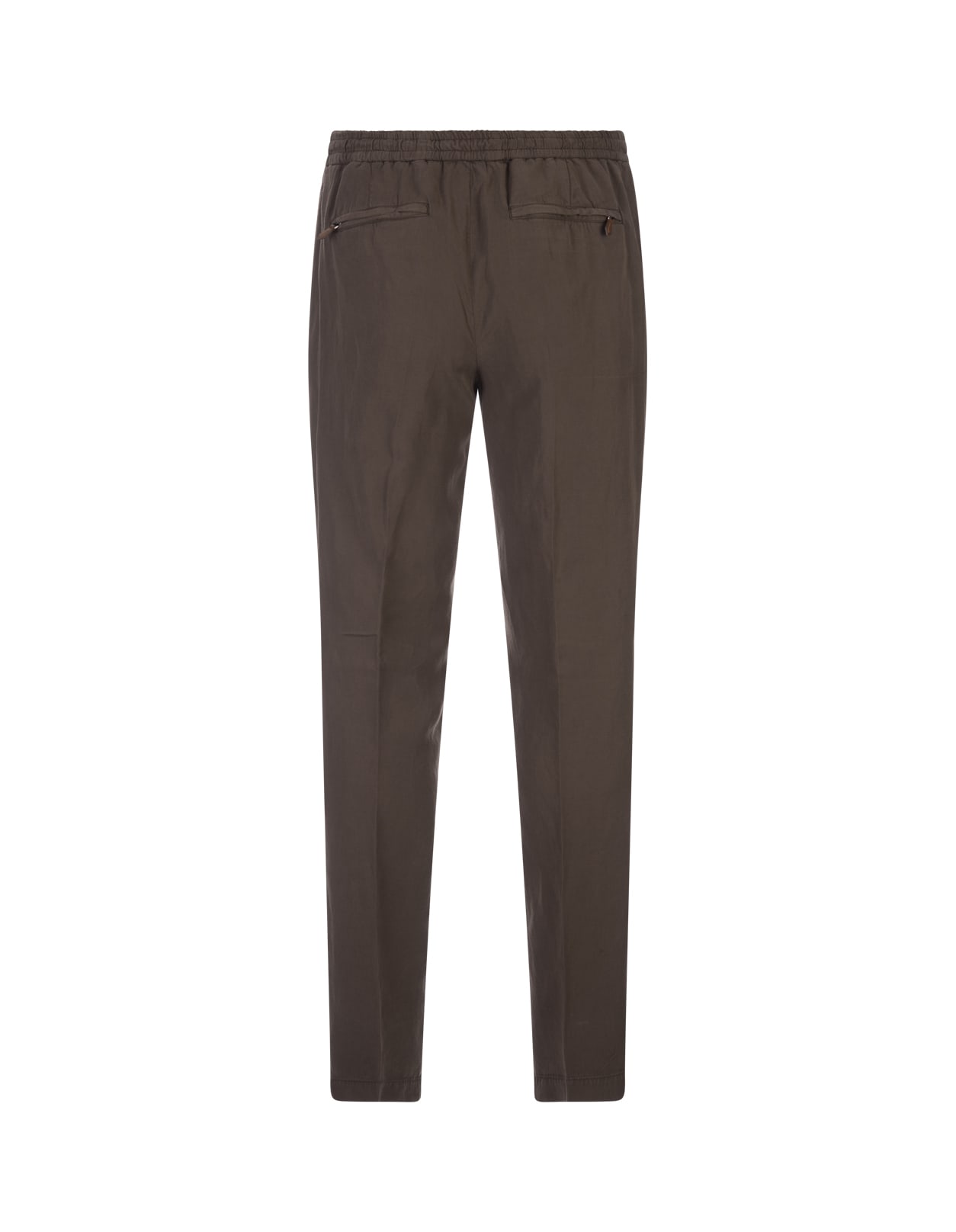 Shop Pt01 Brown Linen Blend Soft Fit Trousers