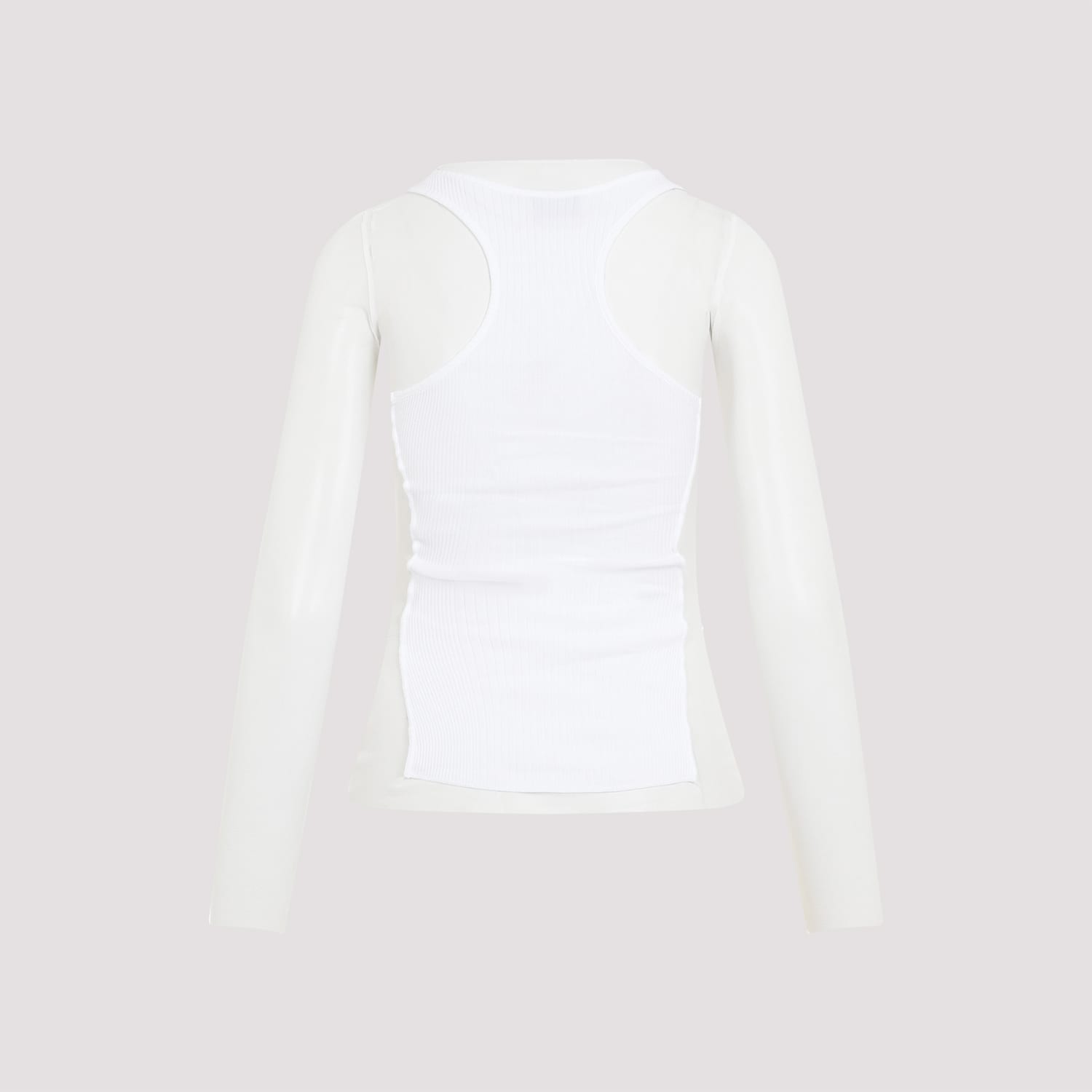 Shop Jean Paul Gaultier Mesh With Ribs Petit Grand Top In White White