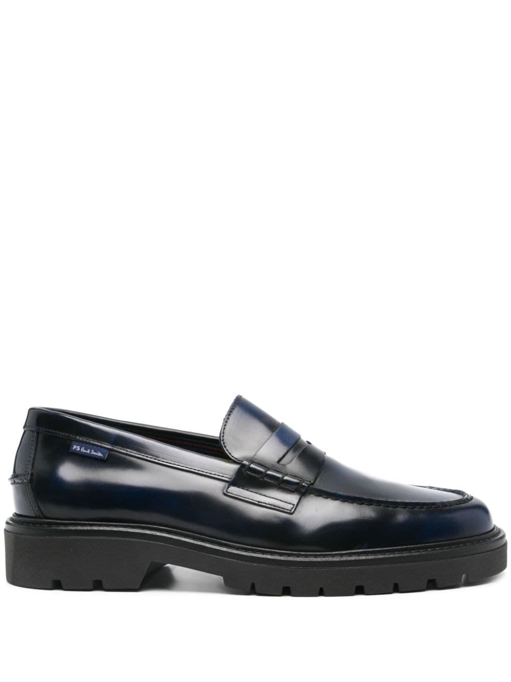Ps By Paul Smith Ps Paul Smith Man Loafers Black Size 12 Bovine Leather In Dark Navy