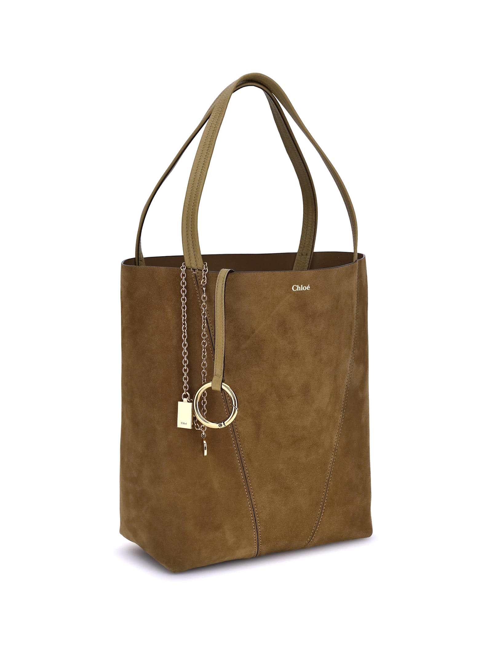 Chloé Women Suede Spin Tote Bag In Brown